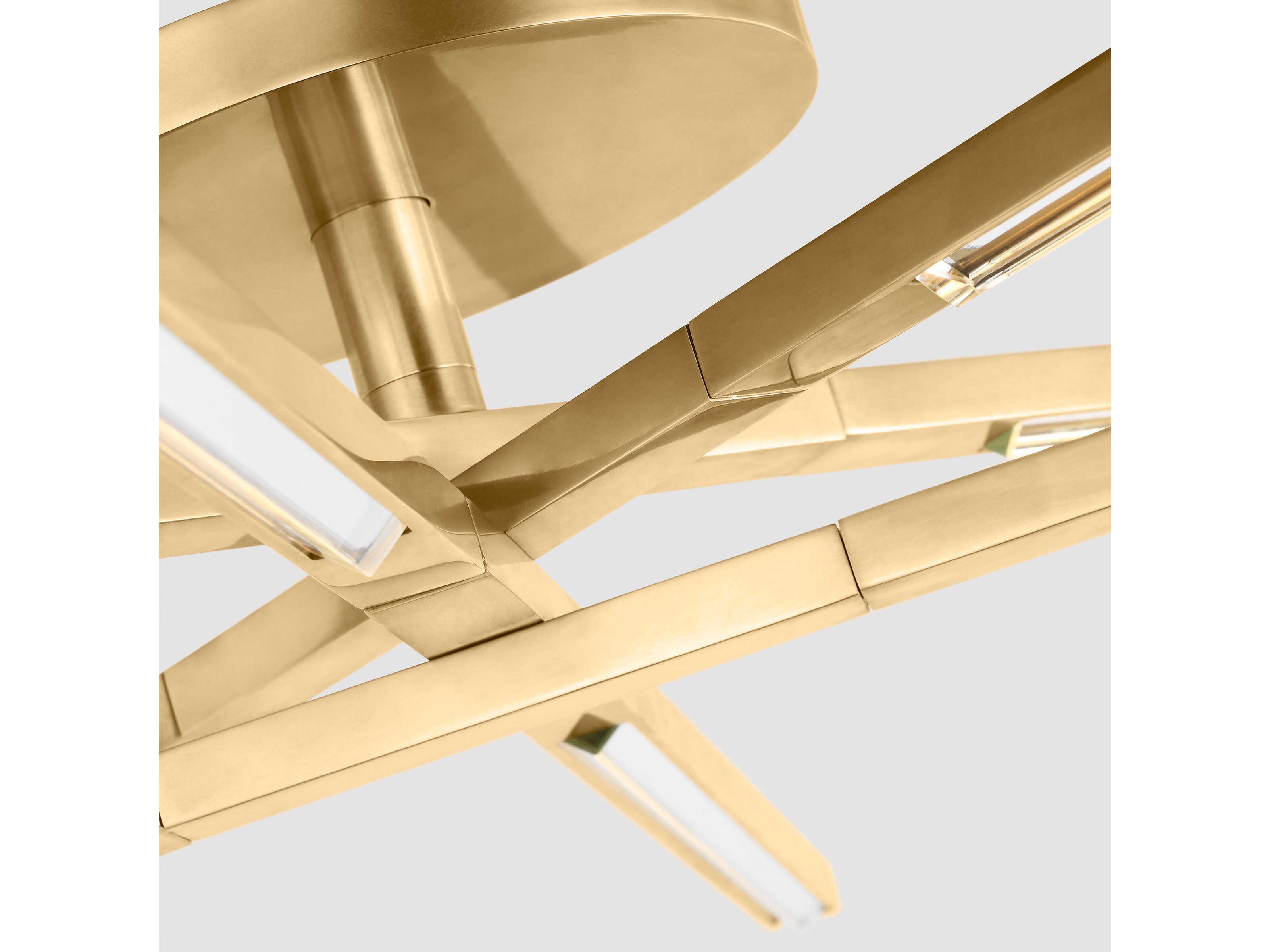 Visual Comfort Modern Cityscape 8-Light Hand Rubbed Antique Brass Geometric Linear Flush Mount