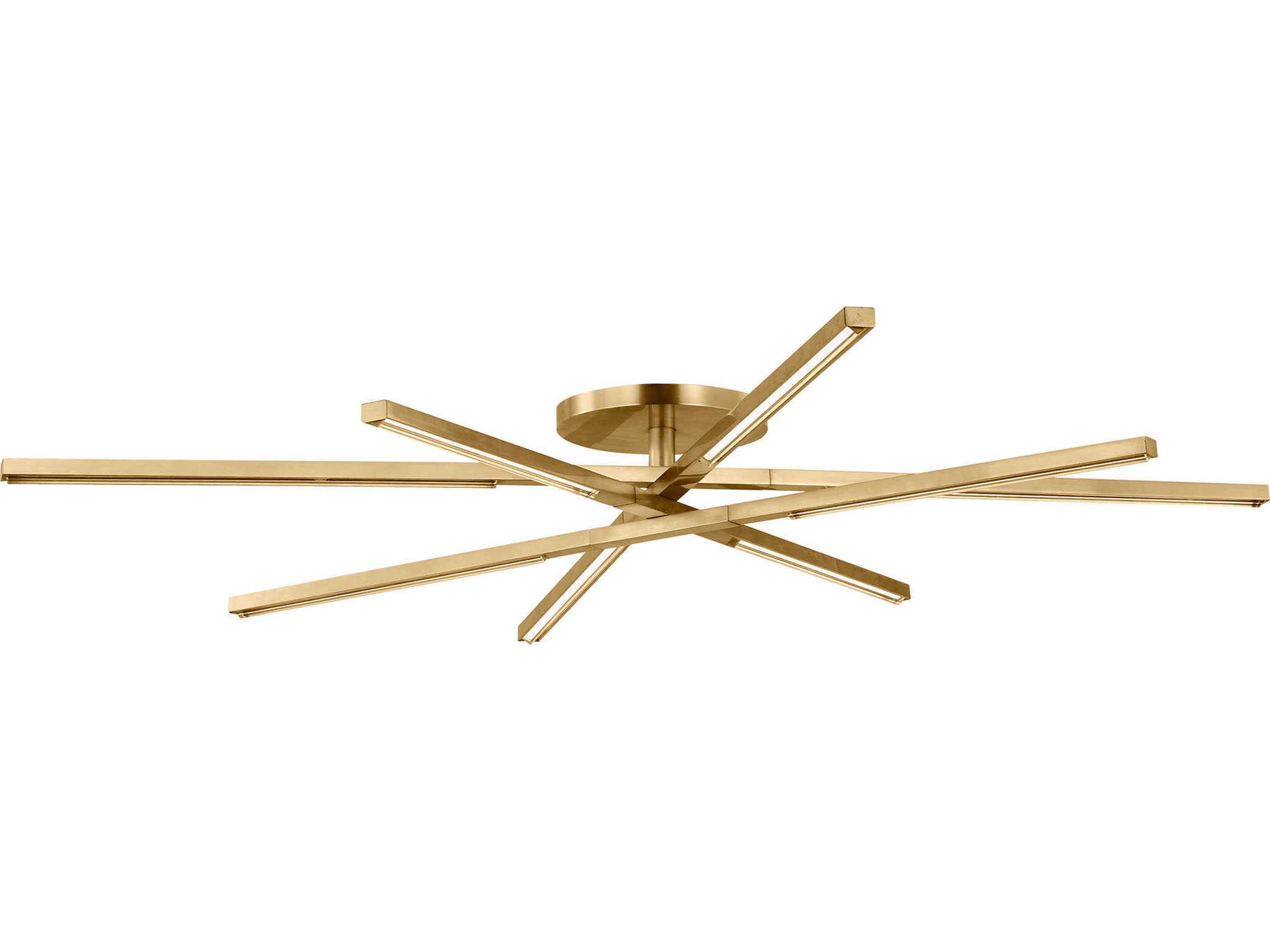 Visual Comfort Modern Cityscape 8-Light Hand Rubbed Antique Brass Geometric Linear Flush Mount