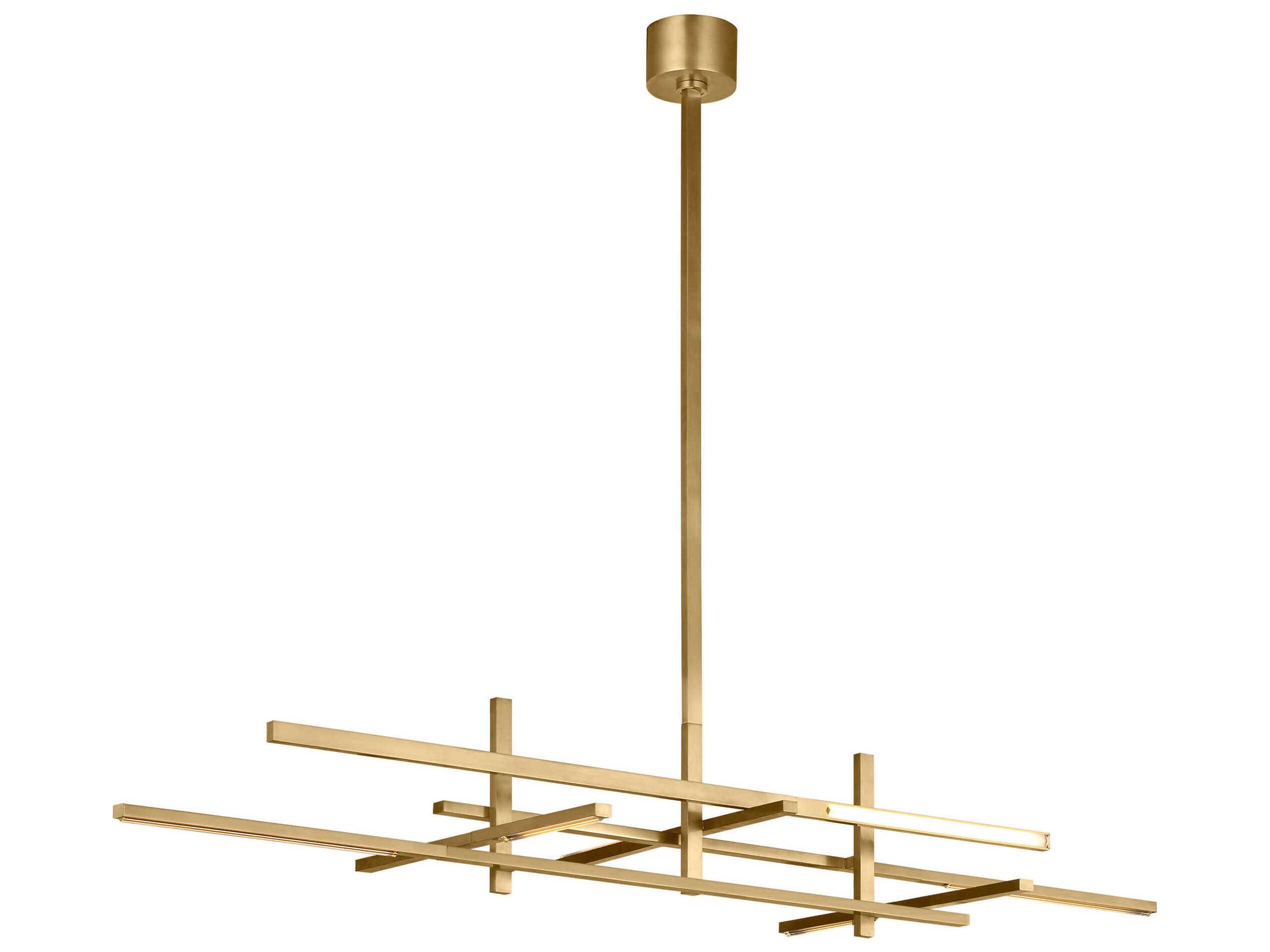 Visual Comfort Modern Cityscape 6-Light Hand Rubbed Antique Brass Geometric Linear Island Pendant