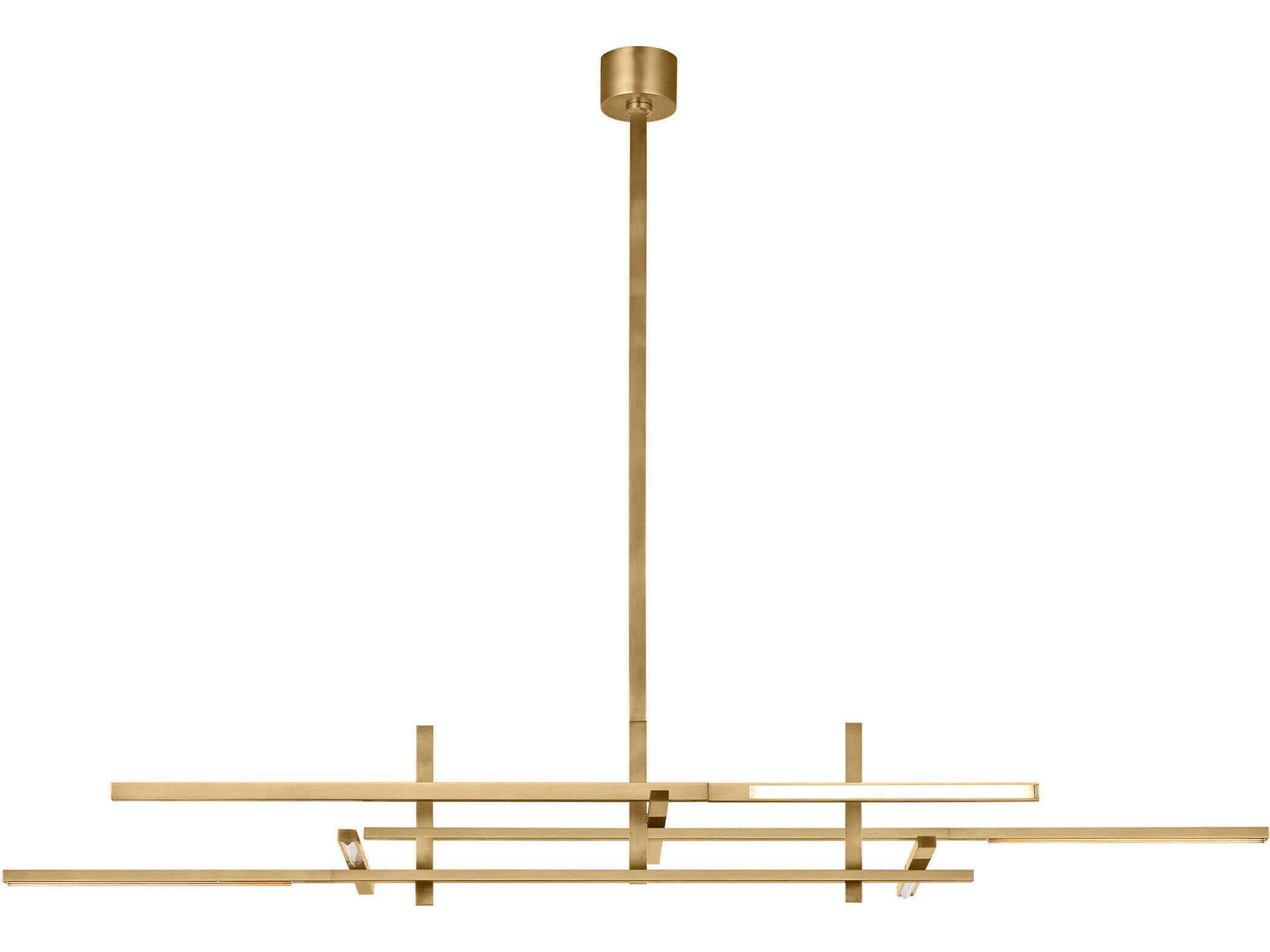 Visual Comfort Modern Cityscape 6-Light Hand Rubbed Antique Brass Geometric Linear Island Pendant