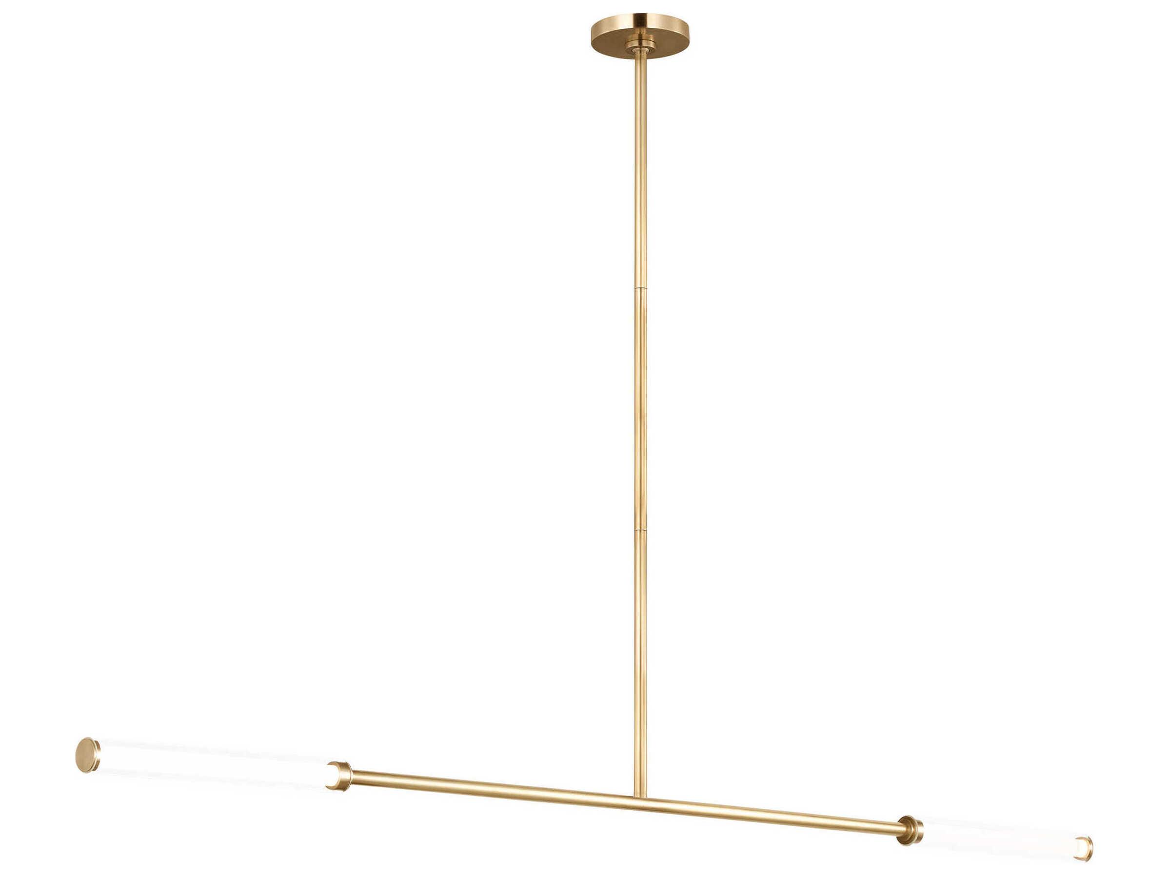 Visual Comfort Modern Poza 2-Light Brass Linear Island Pendant