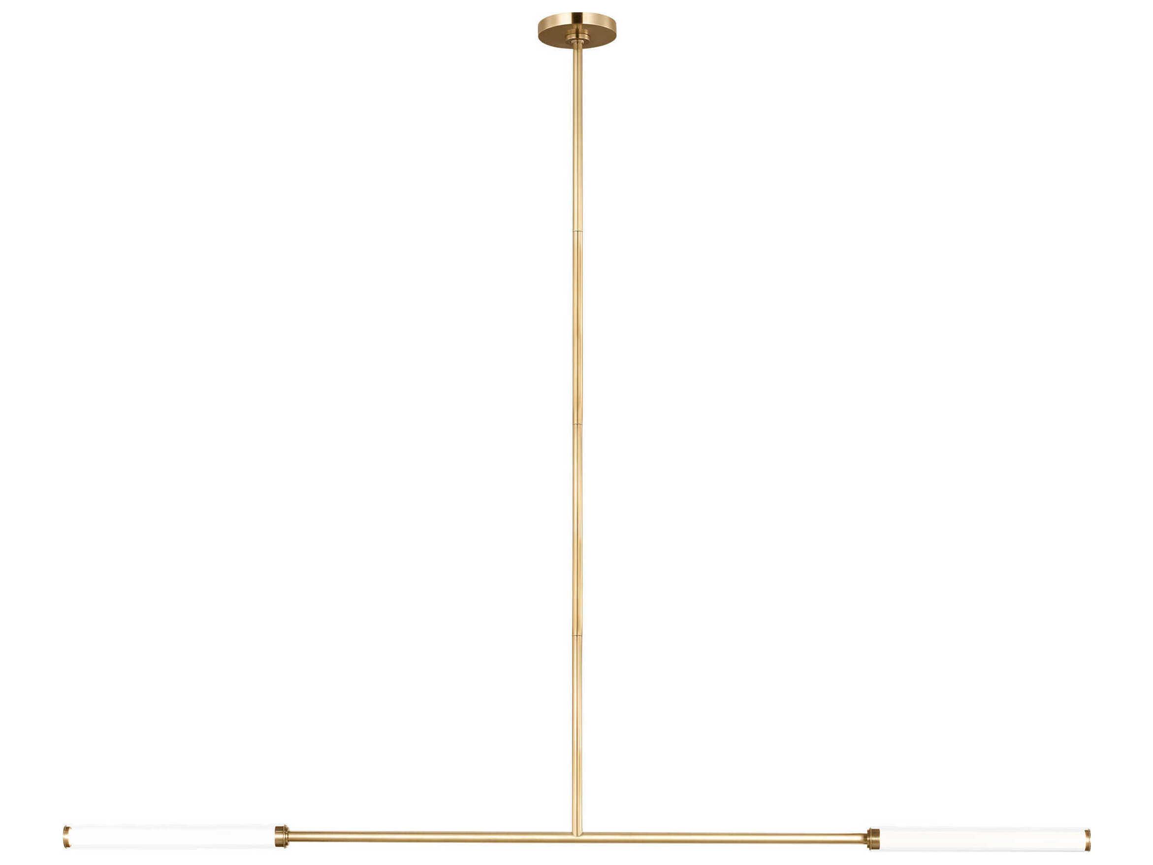 Visual Comfort Modern Poza 2-Light Brass Linear Island Pendant