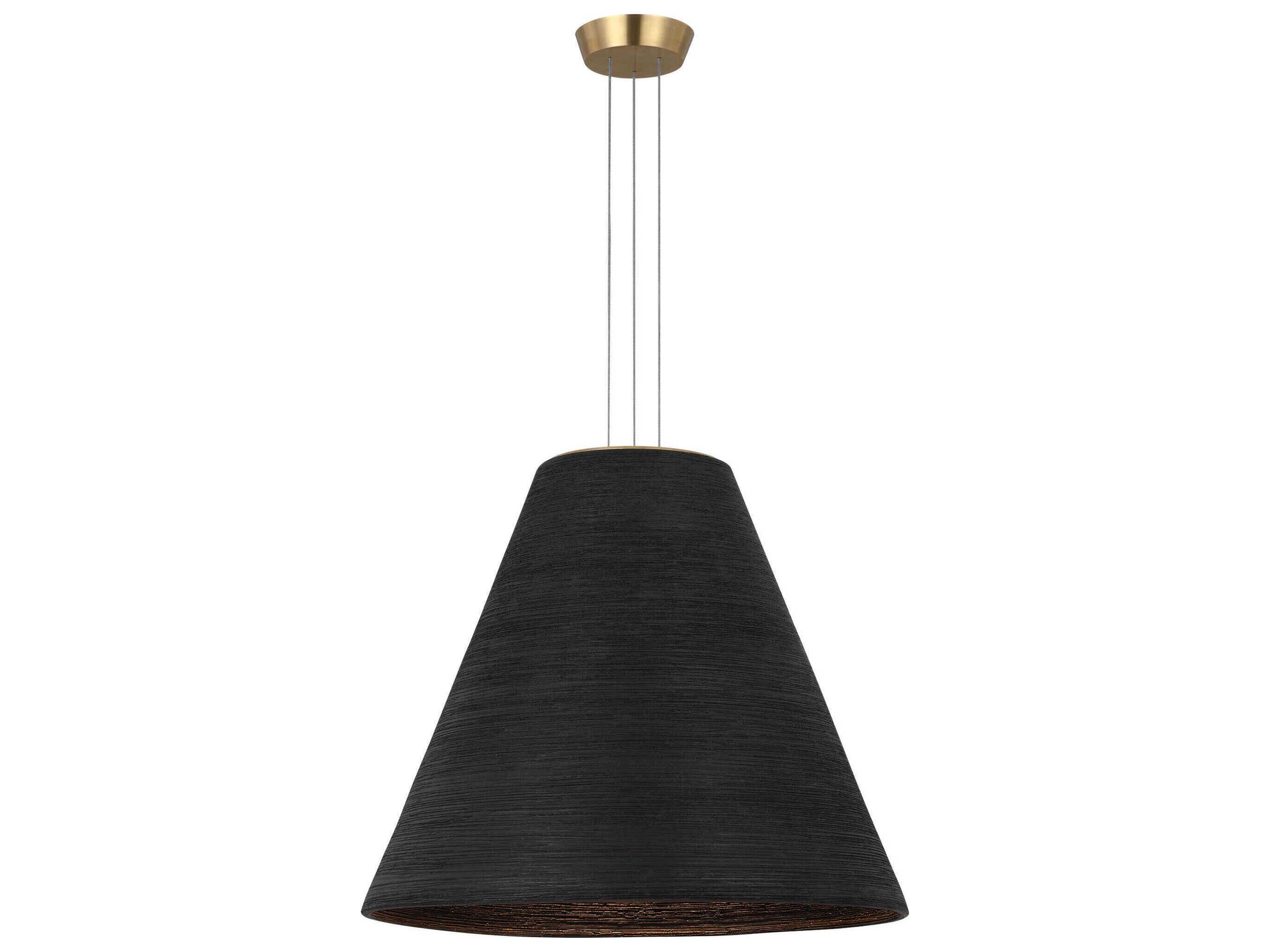 Visual Comfort Modern Karam 1-Light Black Natural Brass Empire Pendant