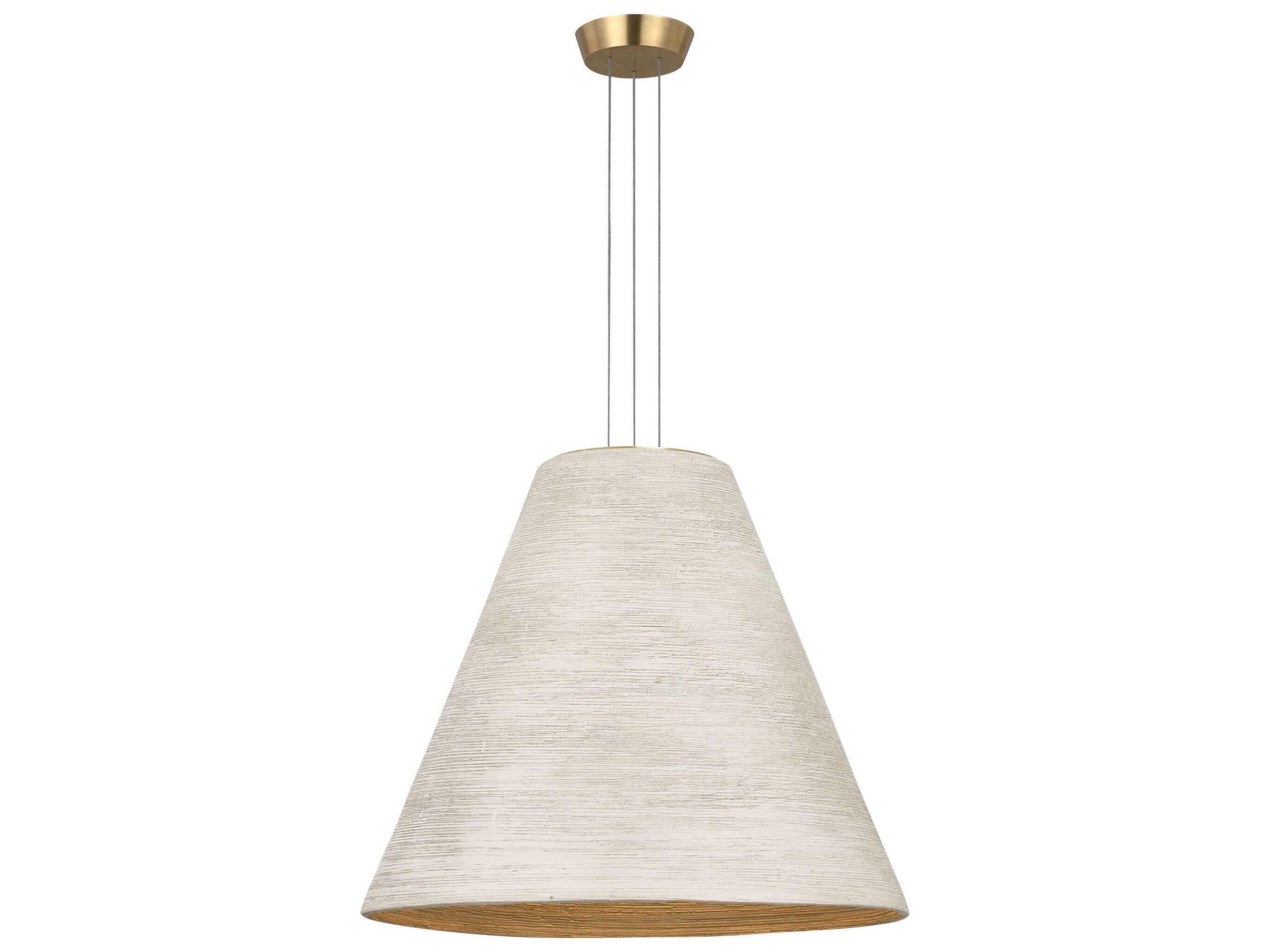 Visual Comfort Modern Karam 1-Light Cream Natural Brass White Empire Pendant