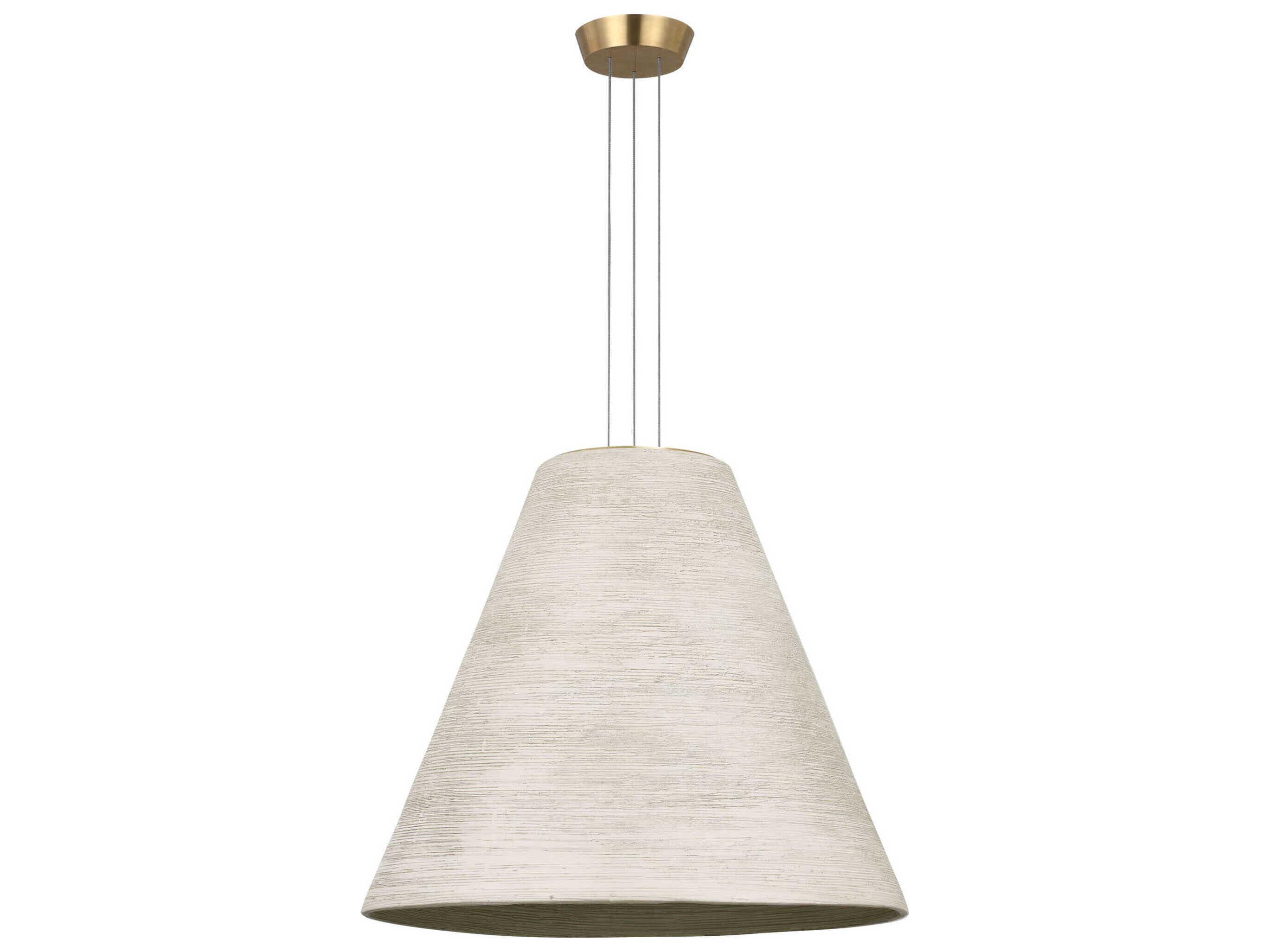 Visual Comfort Modern Karam 1-Light Cream Natural Brass White Empire Pendant