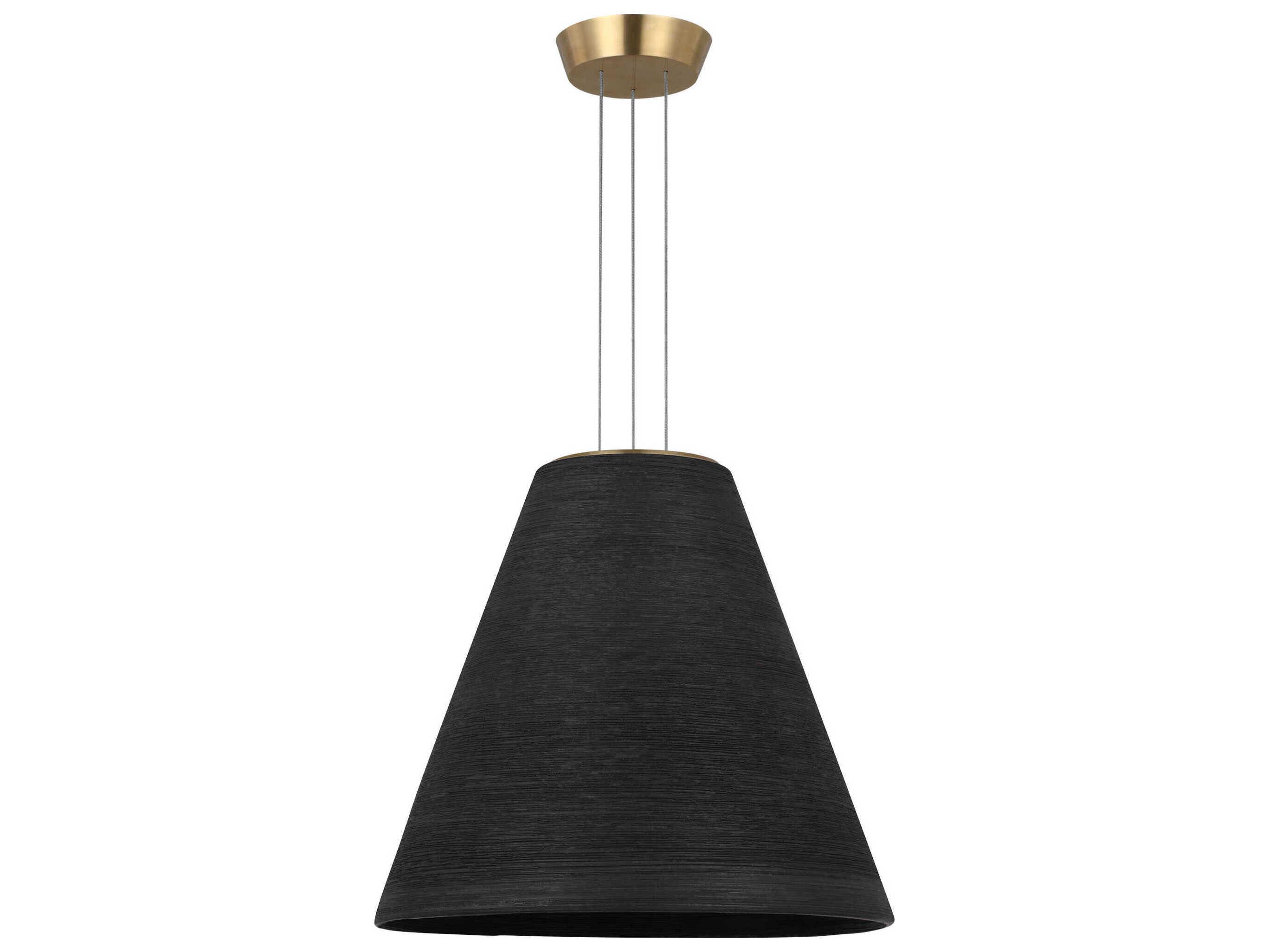 Visual Comfort Modern Karam 1-Light Black Natural Brass Empire Pendant
