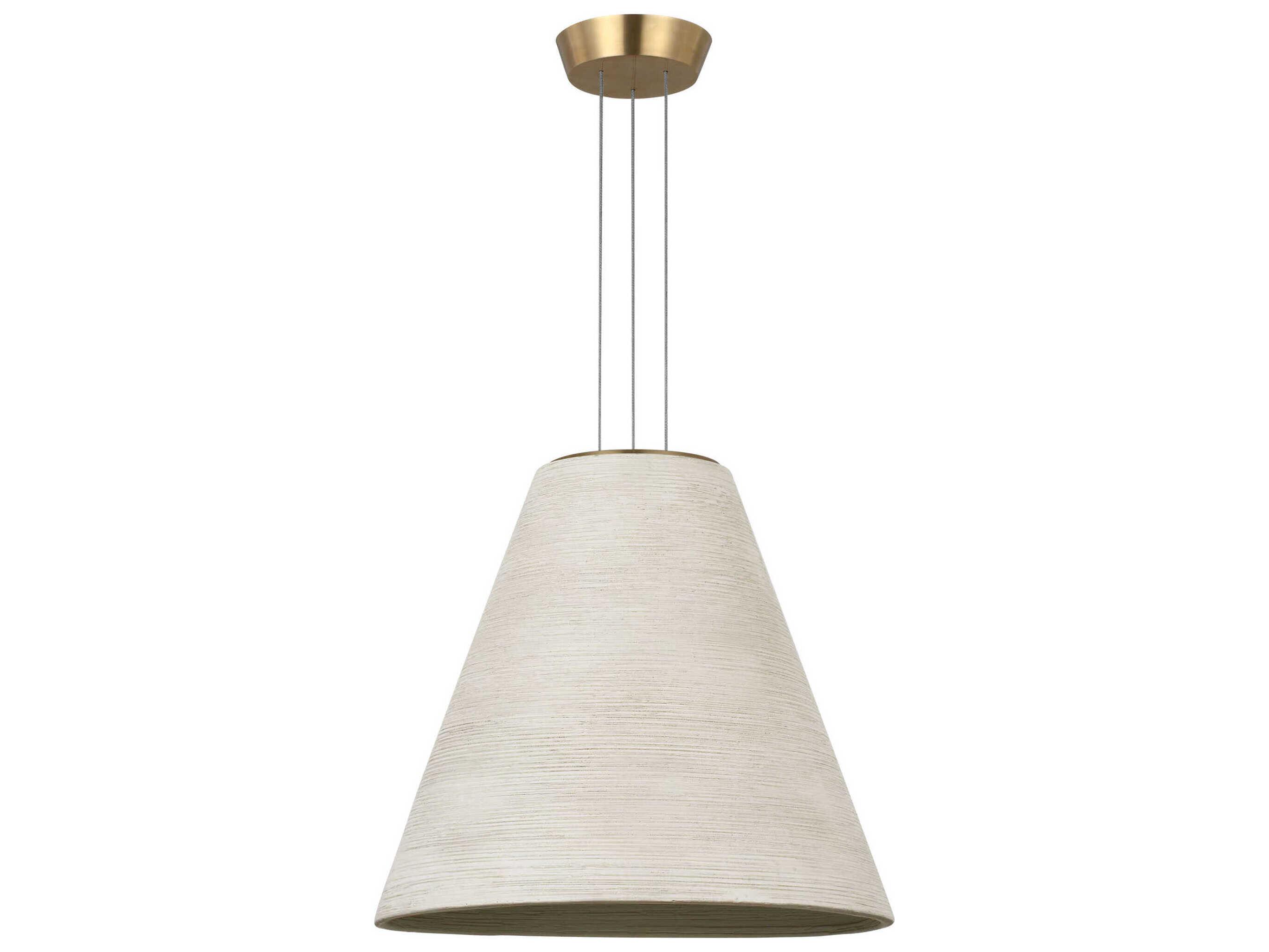 Visual Comfort Modern Karam 1-Light Cream Natural Brass White Empire Pendant