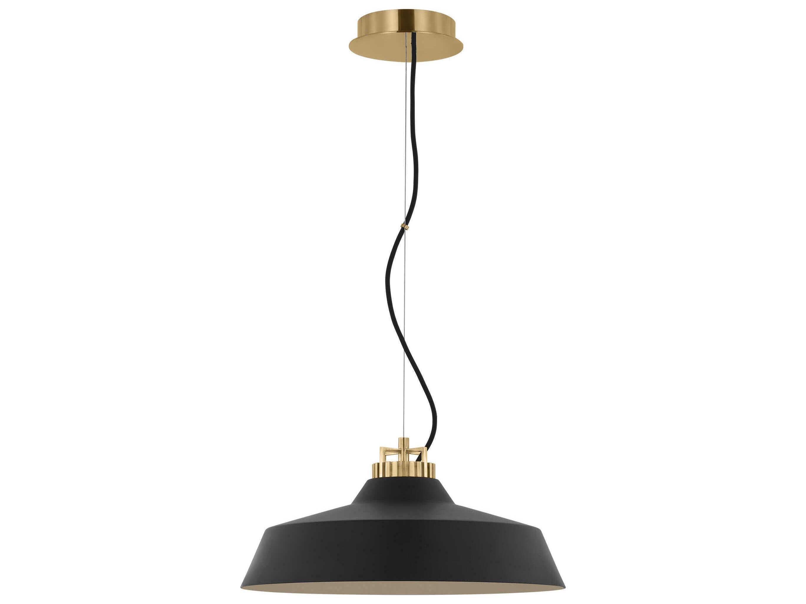 Visual Comfort Modern Forge 1-Light Black Natural Brass Pendant