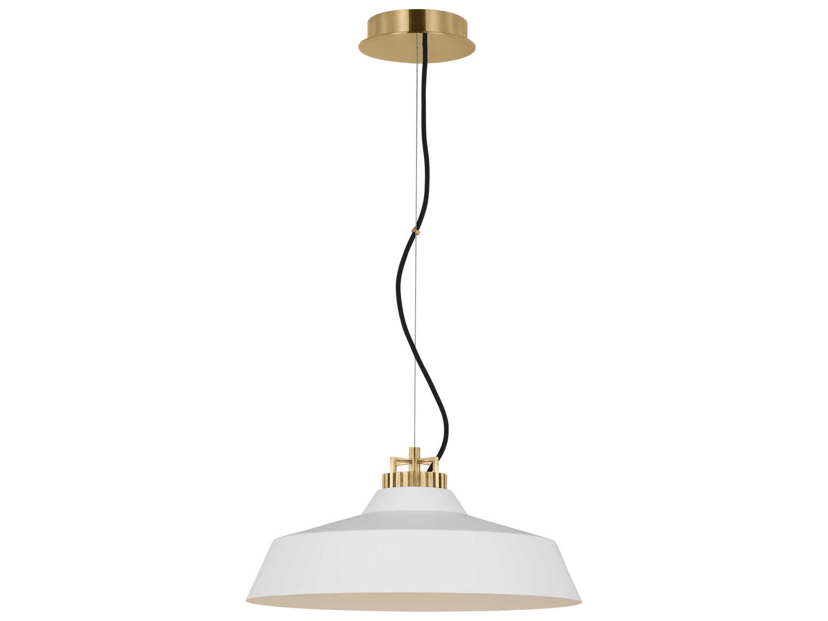 Visual Comfort Modern Forge 1-Light White Natural Brass Pendant