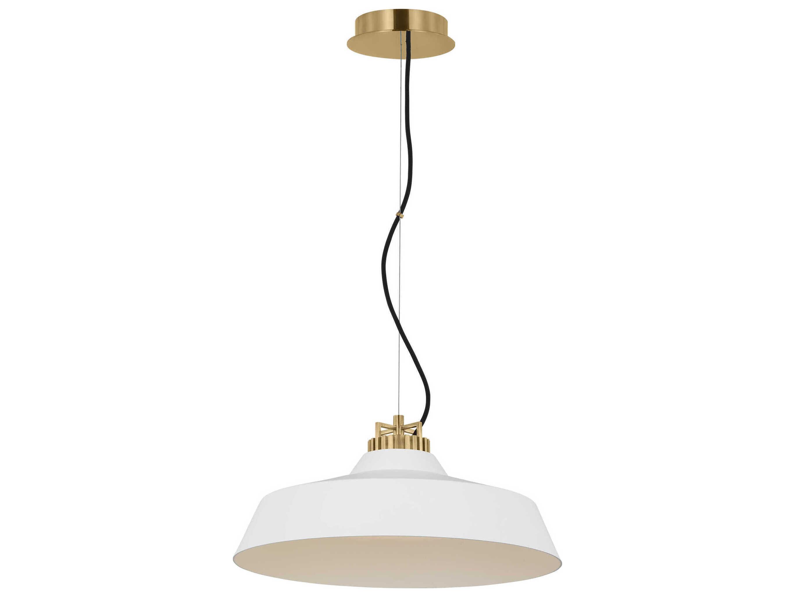 Visual Comfort Modern Forge 1-Light White Natural Brass Pendant