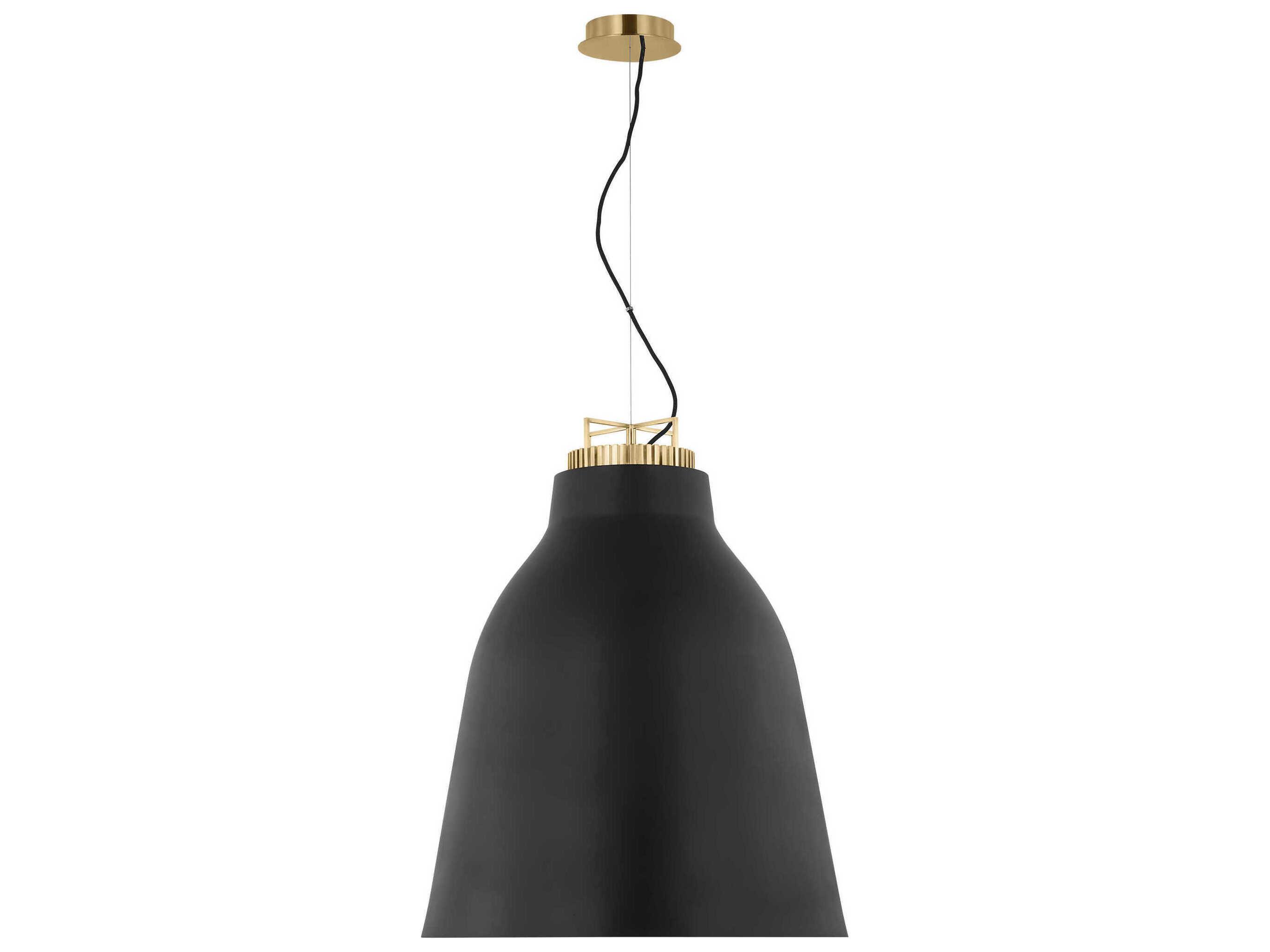 Visual Comfort Modern Forge 1-Light Black Natural Brass Pendant