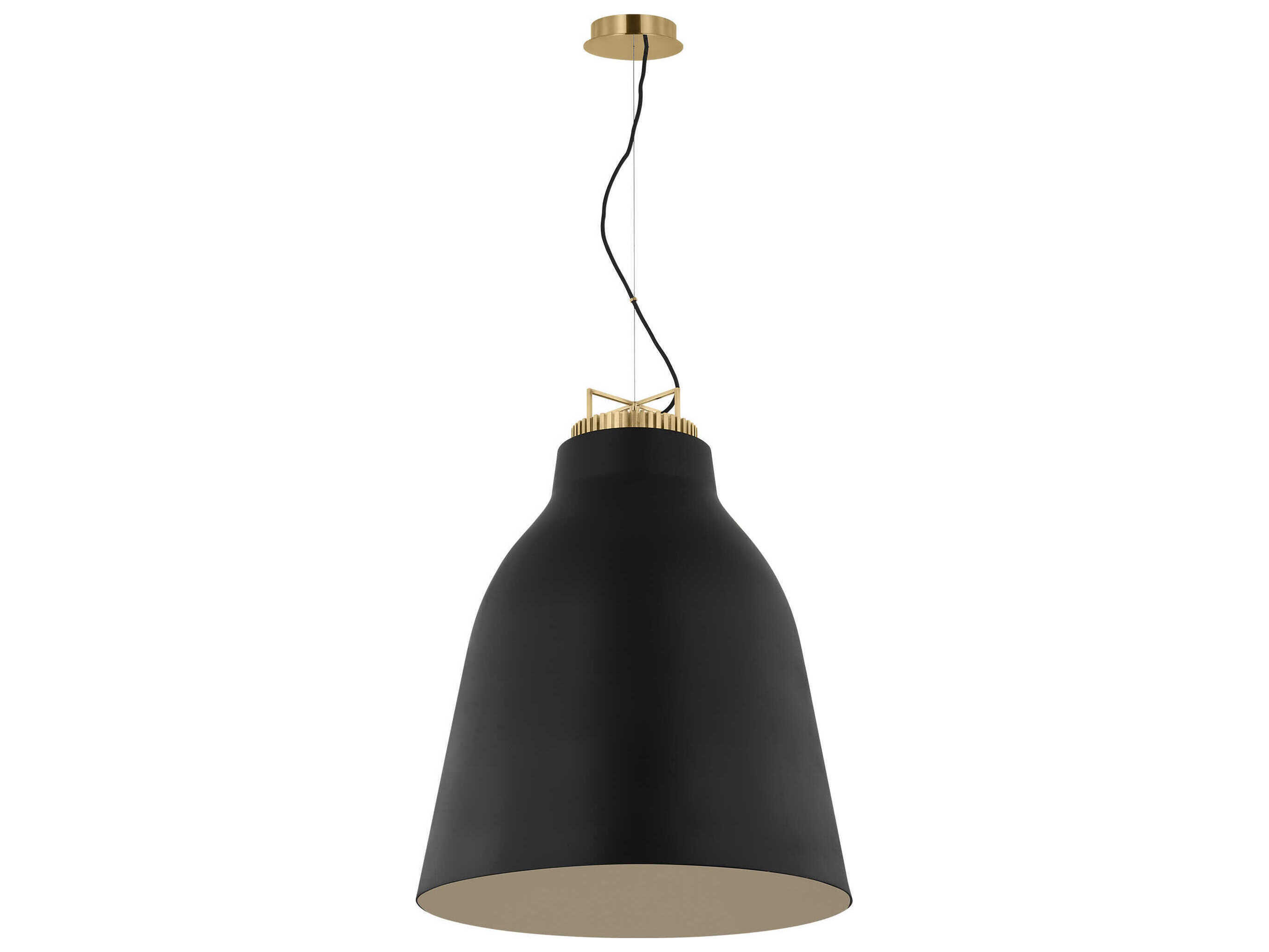 Visual Comfort Modern Forge 1-Light Black Natural Brass Pendant
