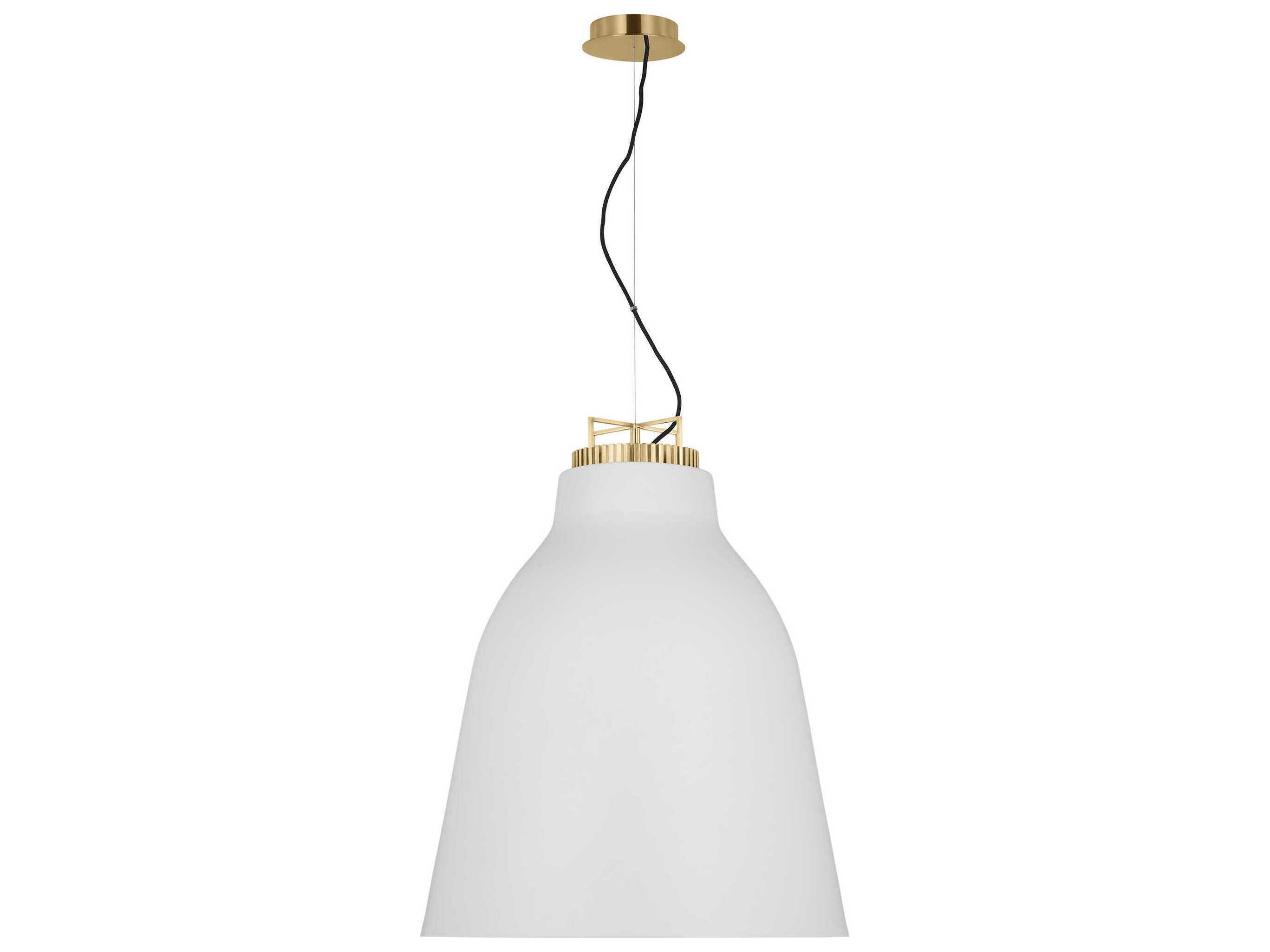 Visual Comfort Modern Forge 1-Light White Natural Brass Pendant