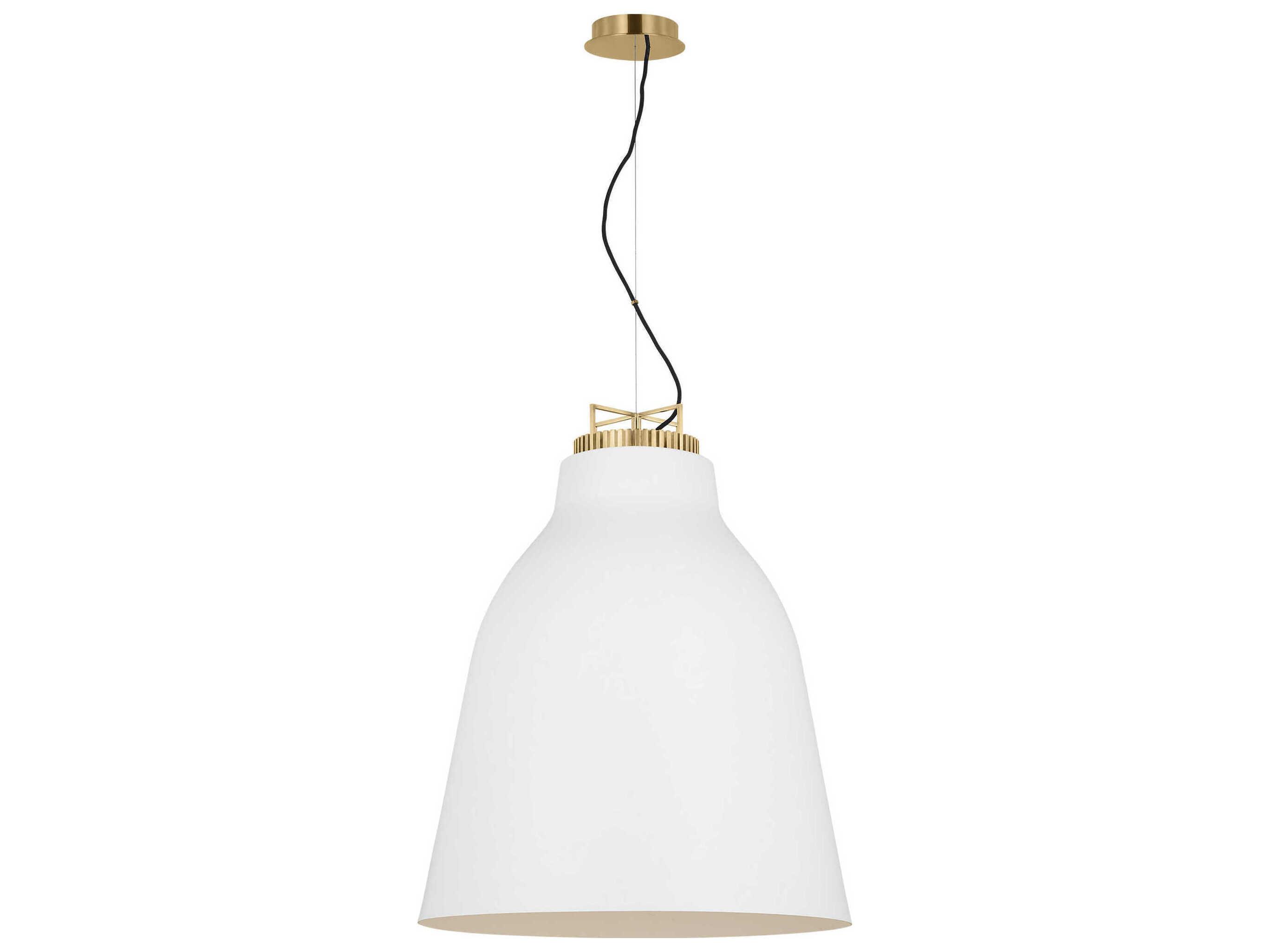 Visual Comfort Modern Forge 1-Light White Natural Brass Pendant