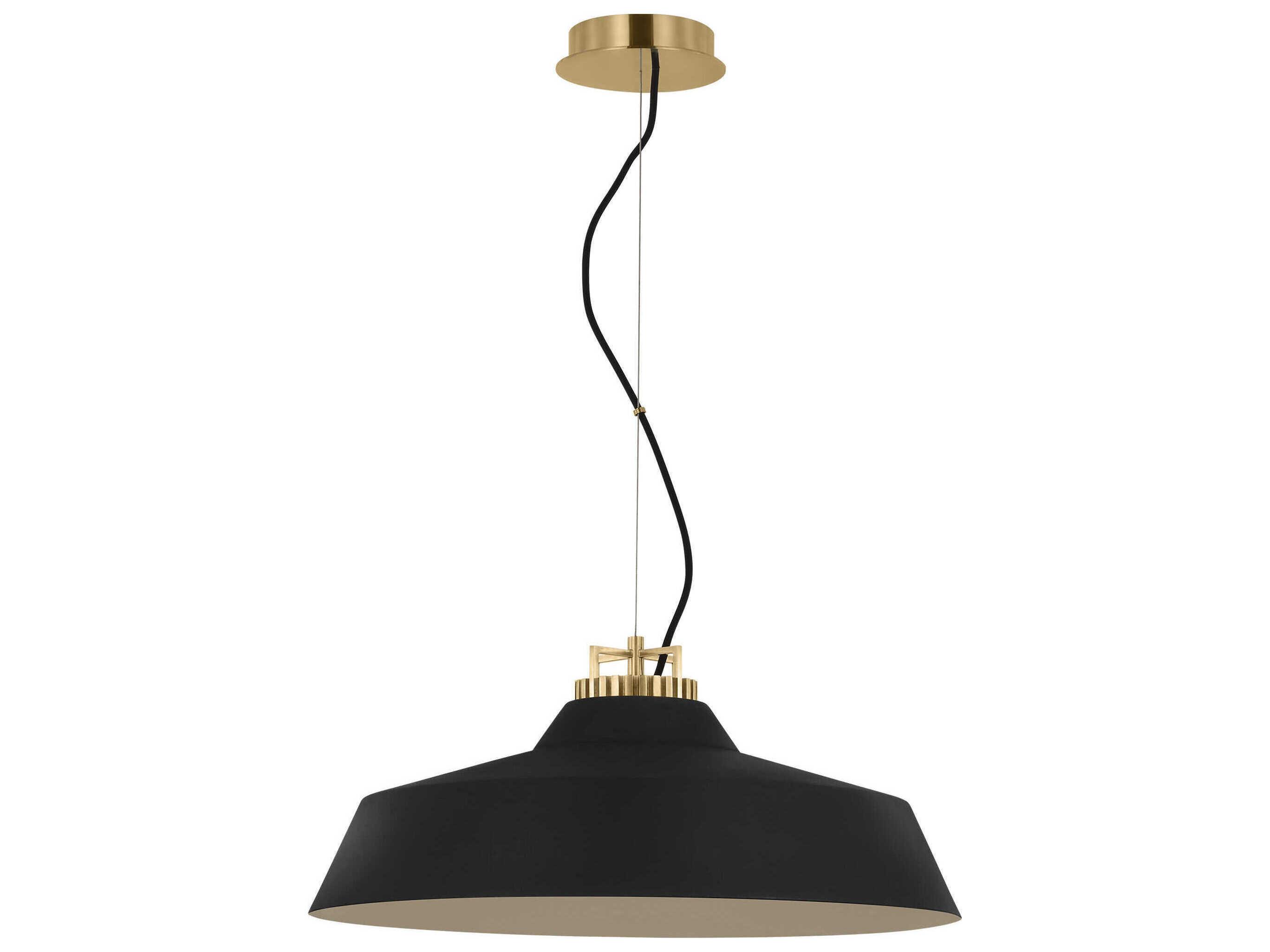 Visual Comfort Modern Forge 1-Light Black Natural Brass Pendant