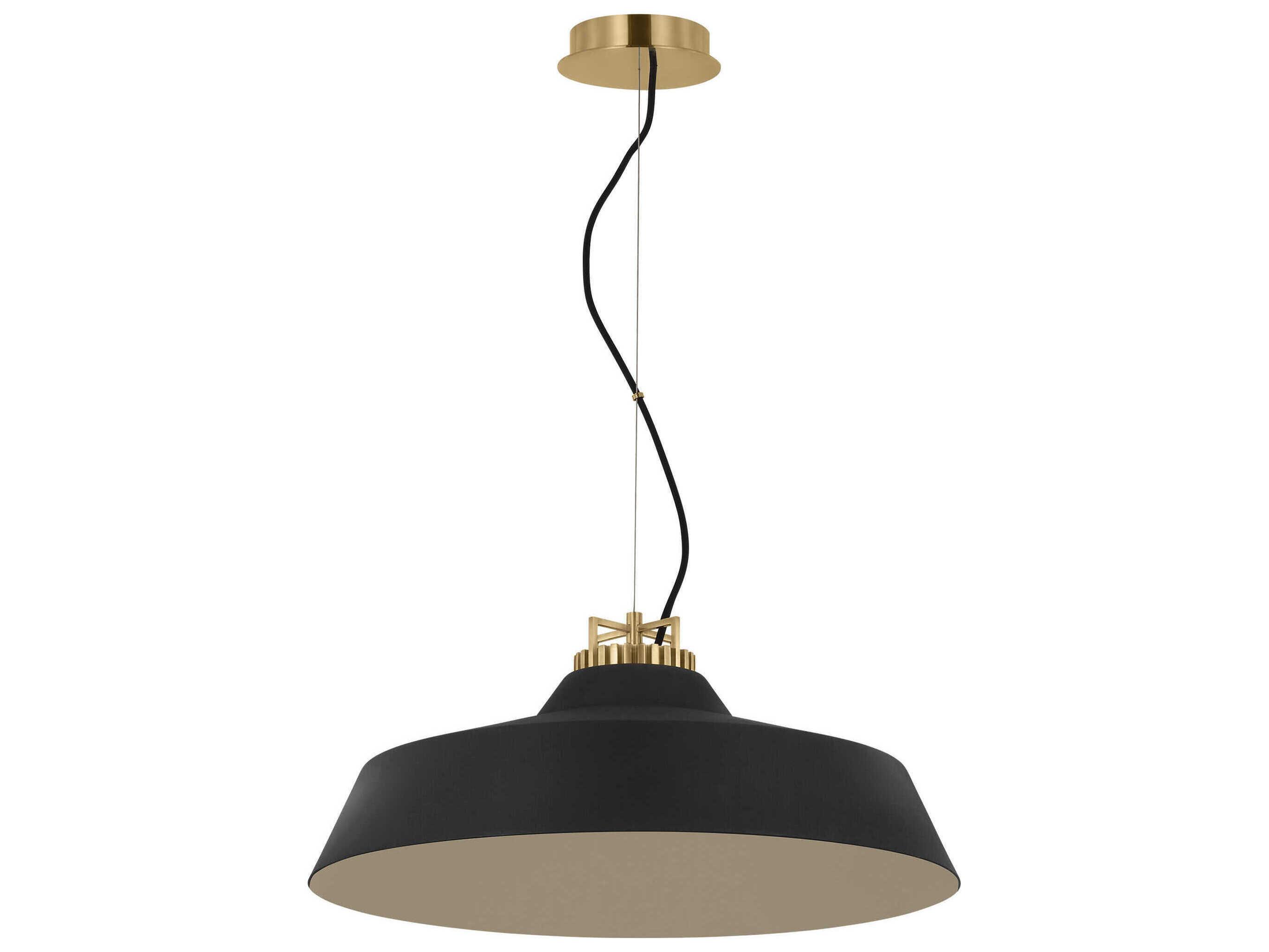 Visual Comfort Modern Forge 1-Light Black Natural Brass Pendant