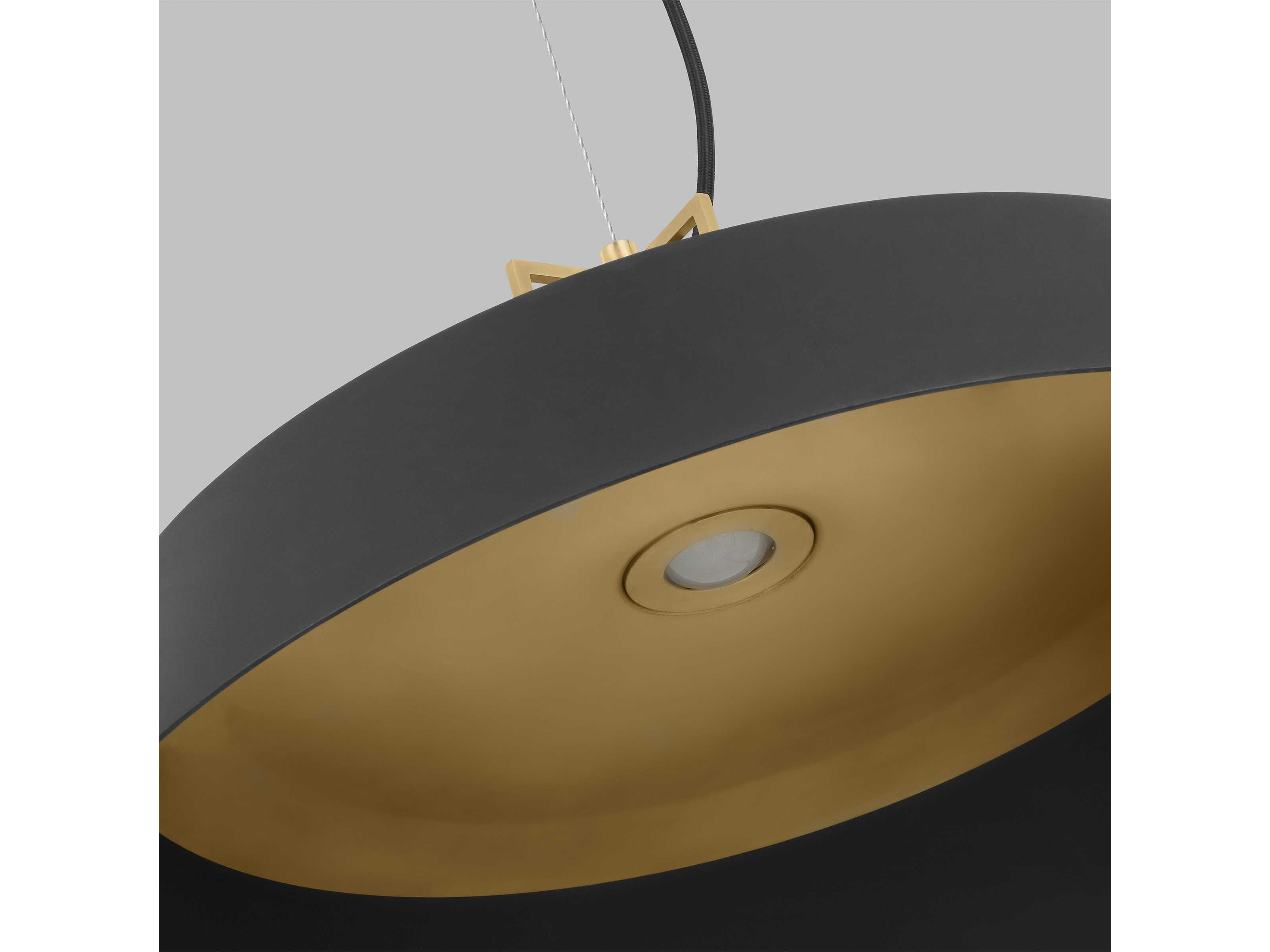 Visual Comfort Modern Forge 1-Light Black Natural Brass Pendant