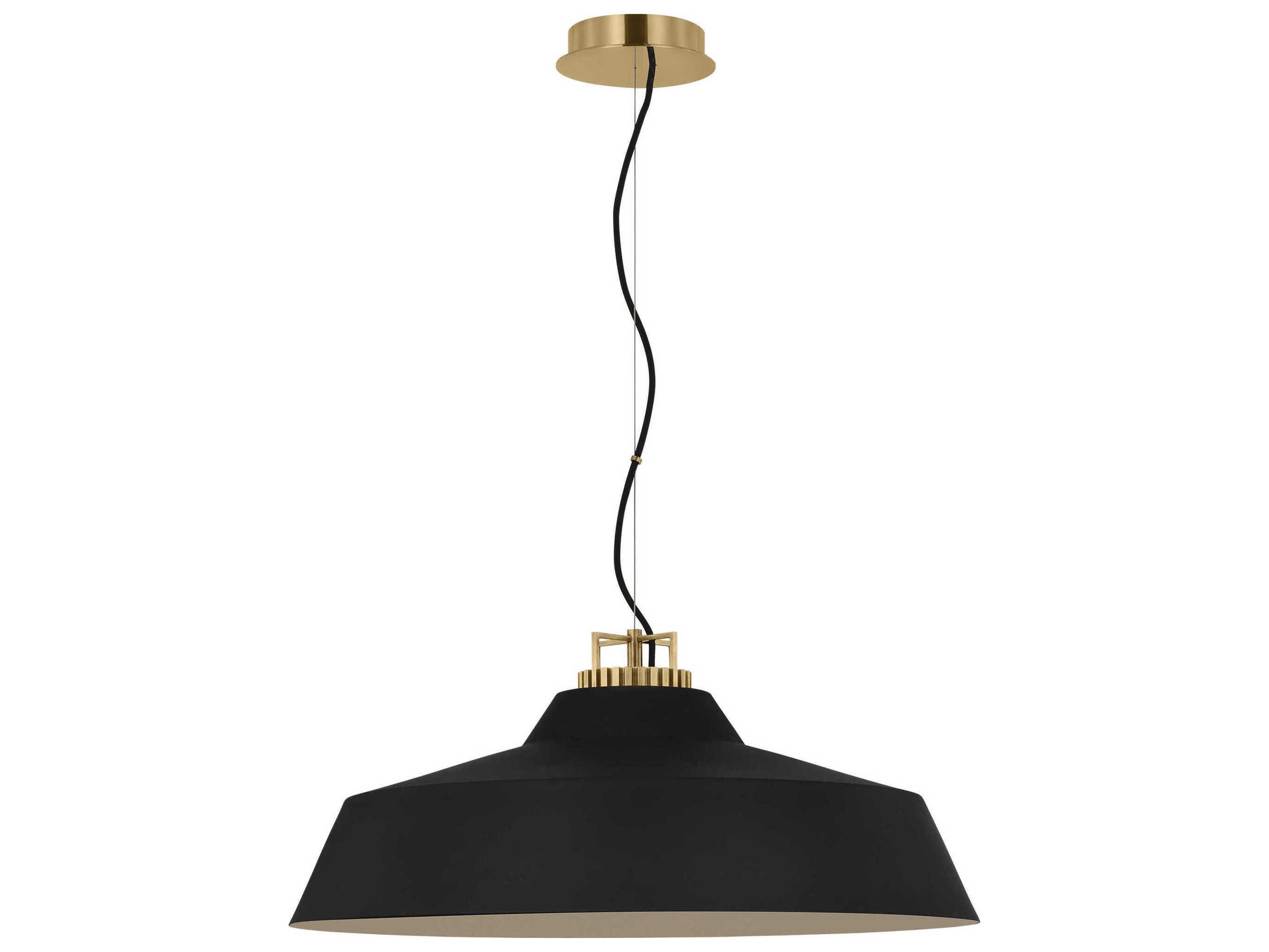 Visual Comfort Modern Forge 1-Light Black Natural Brass Pendant