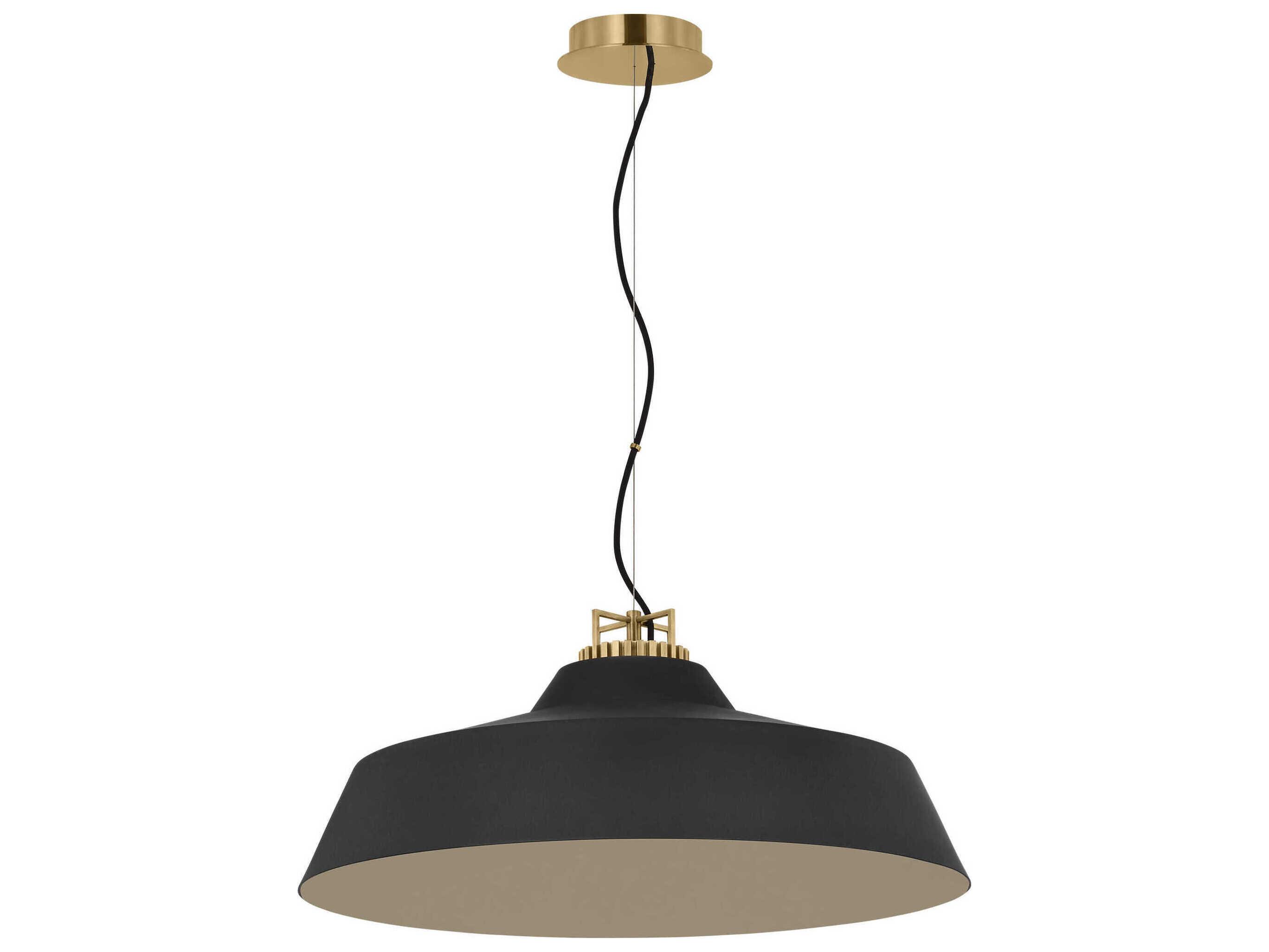 Visual Comfort Modern Forge 1-Light Black Natural Brass Pendant