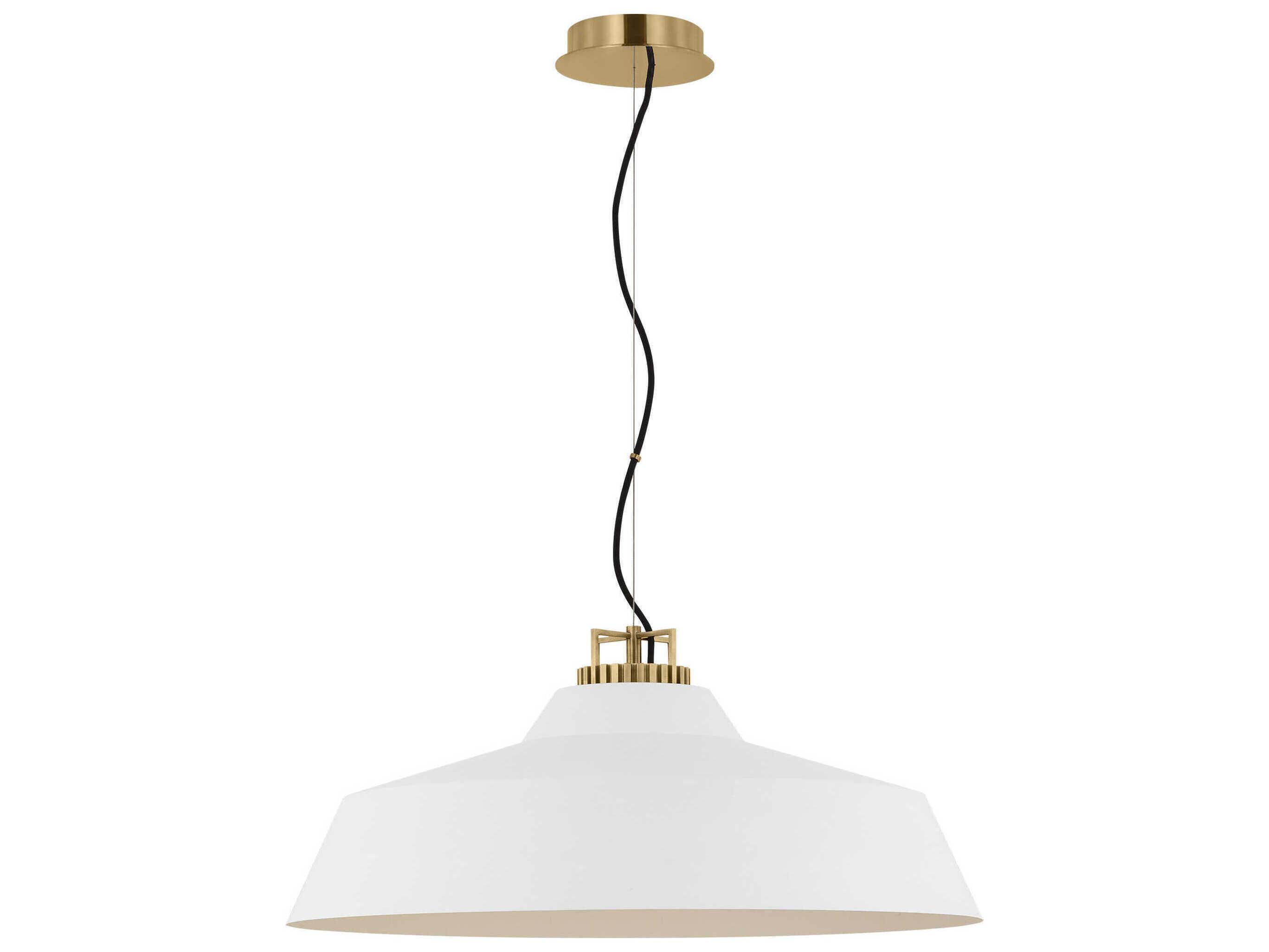 Visual Comfort Modern Forge 1-Light White Natural Brass Pendant