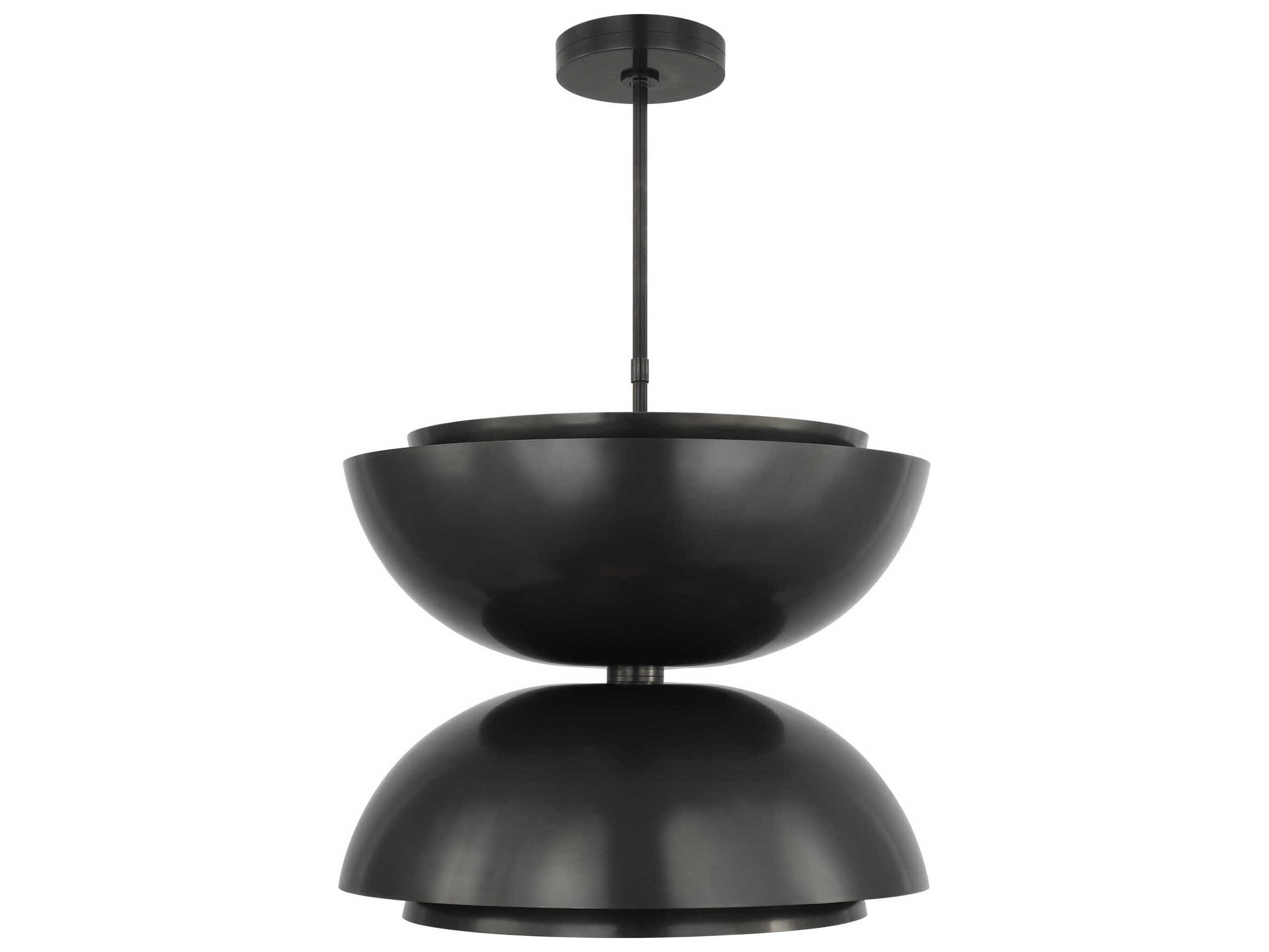 Visual Comfort Modern Shanti 2-Light Dark Bronze Black Dome Pendant