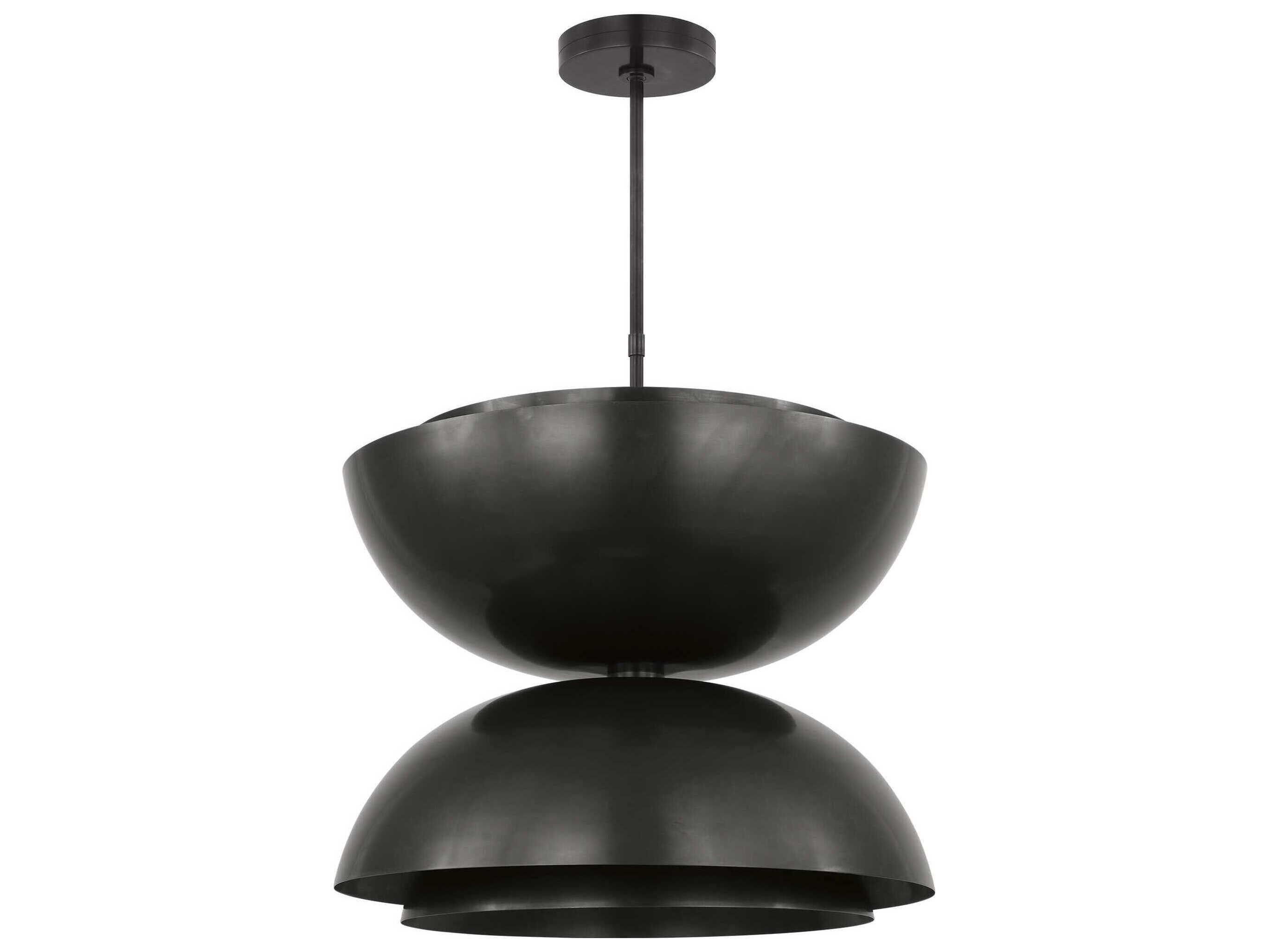 Visual Comfort Modern Shanti 2-Light Dark Bronze Black Dome Pendant