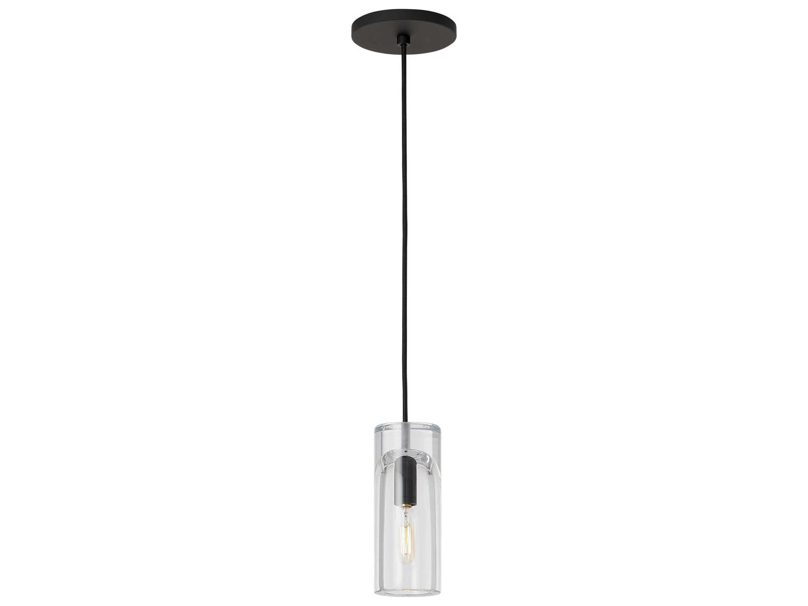 Visual Comfort Modern Horizon 1-Light Nightshade Black Cylinder Mini Pendant
