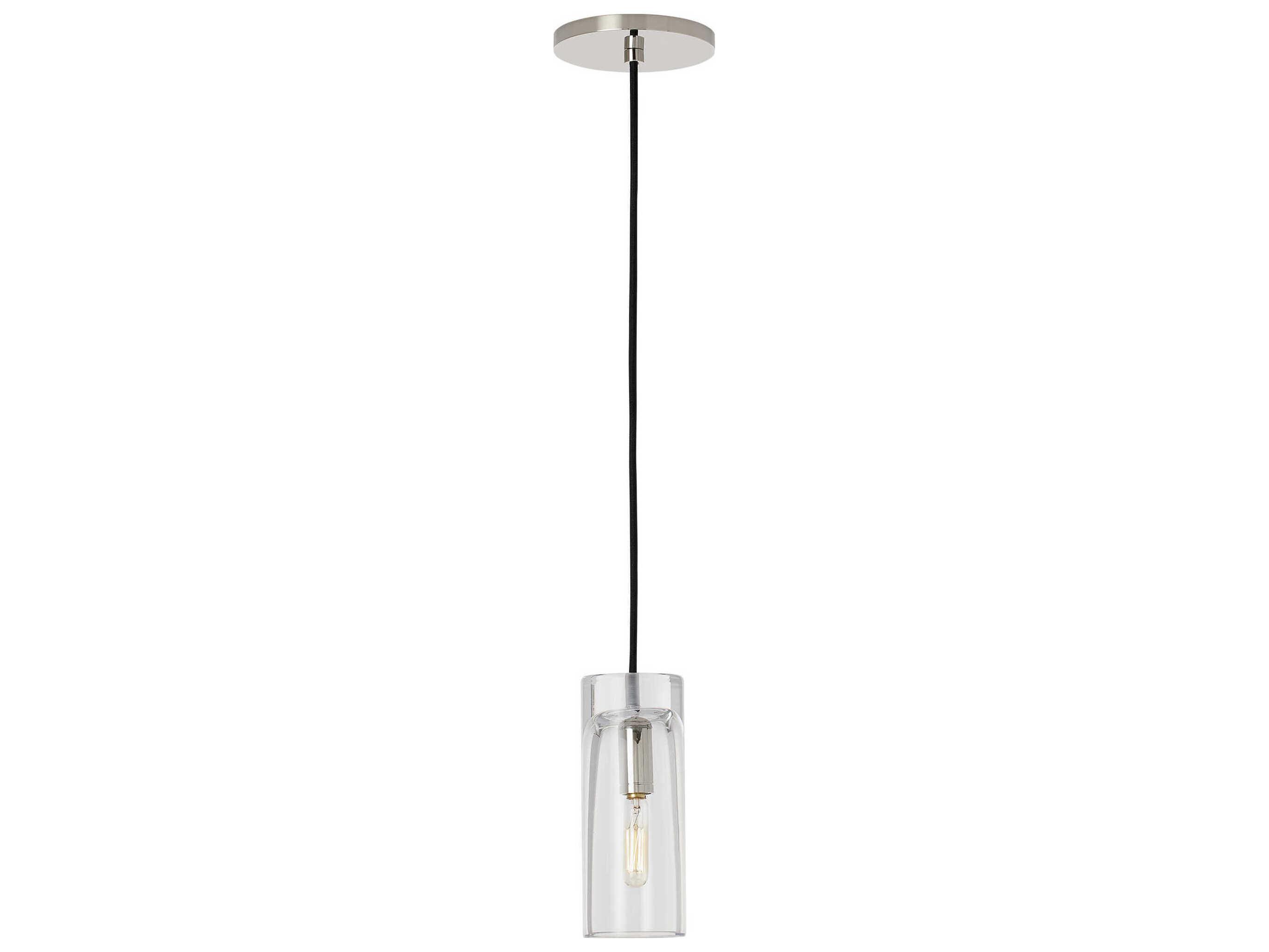 Visual Comfort Modern Horizon 1-Light Polished Nickel Cylinder Mini Pendant