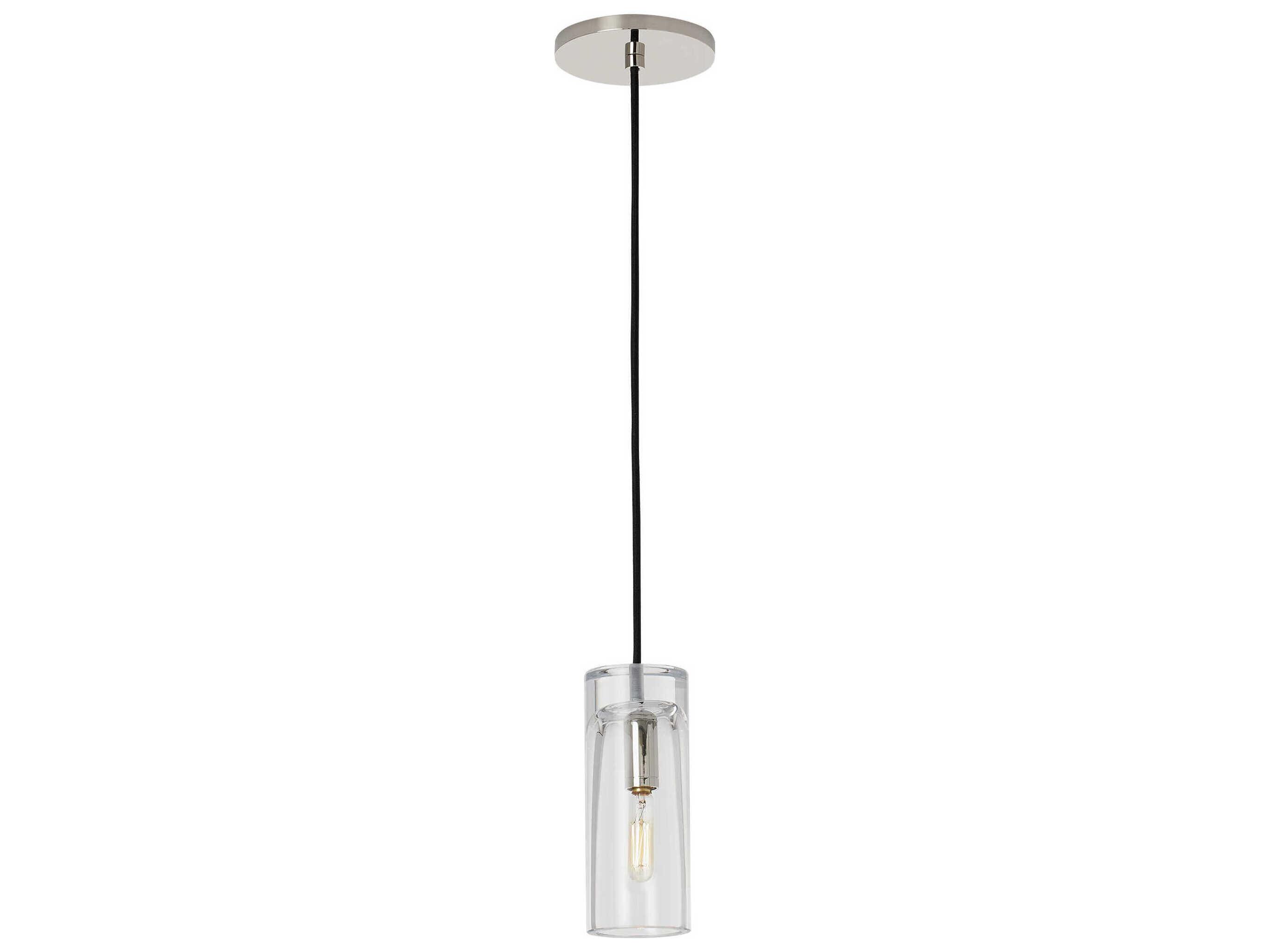 Visual Comfort Modern Horizon 1-Light Polished Nickel Cylinder Mini Pendant