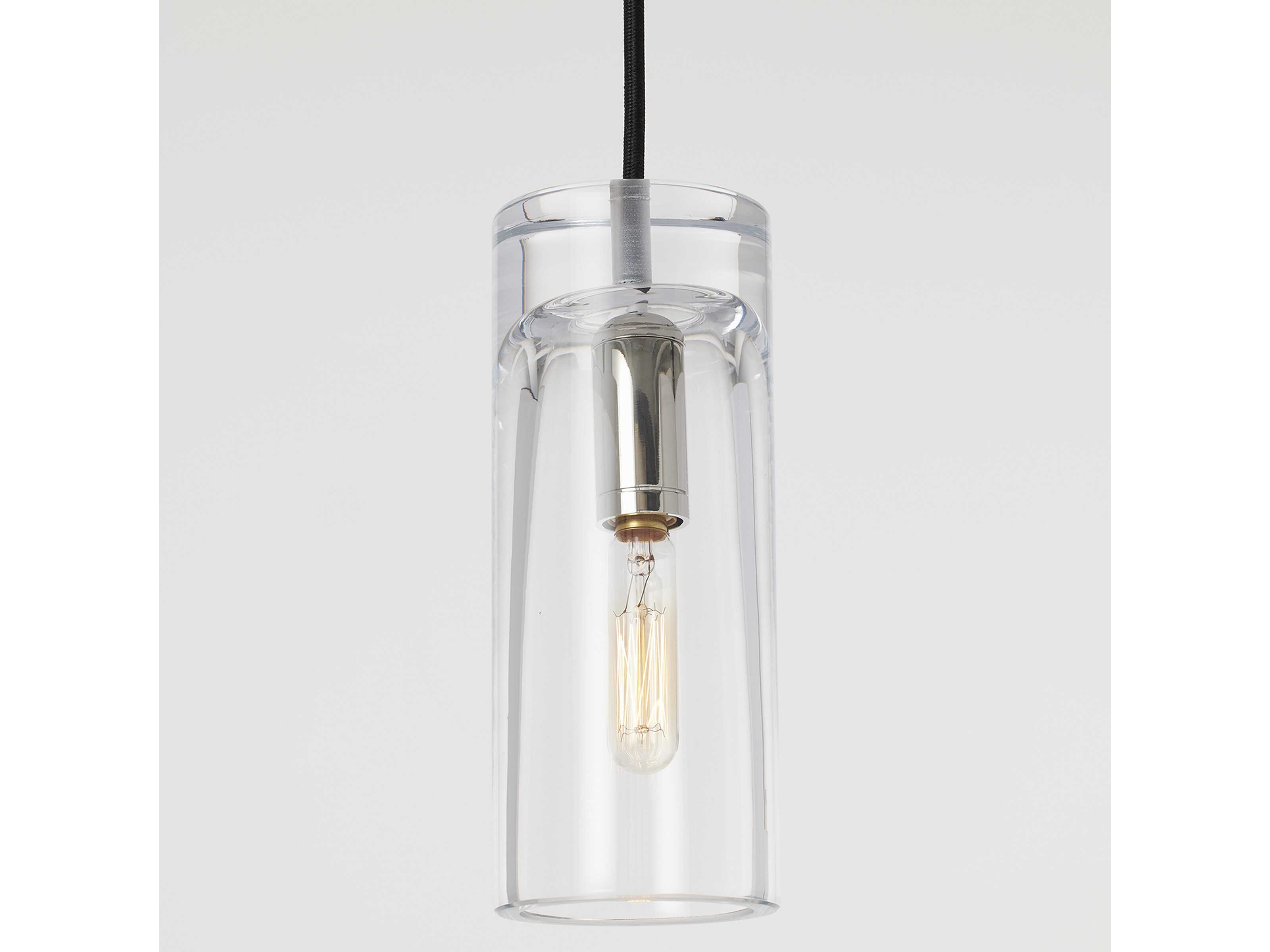 Visual Comfort Modern Horizon 1-Light Polished Nickel Cylinder Mini Pendant