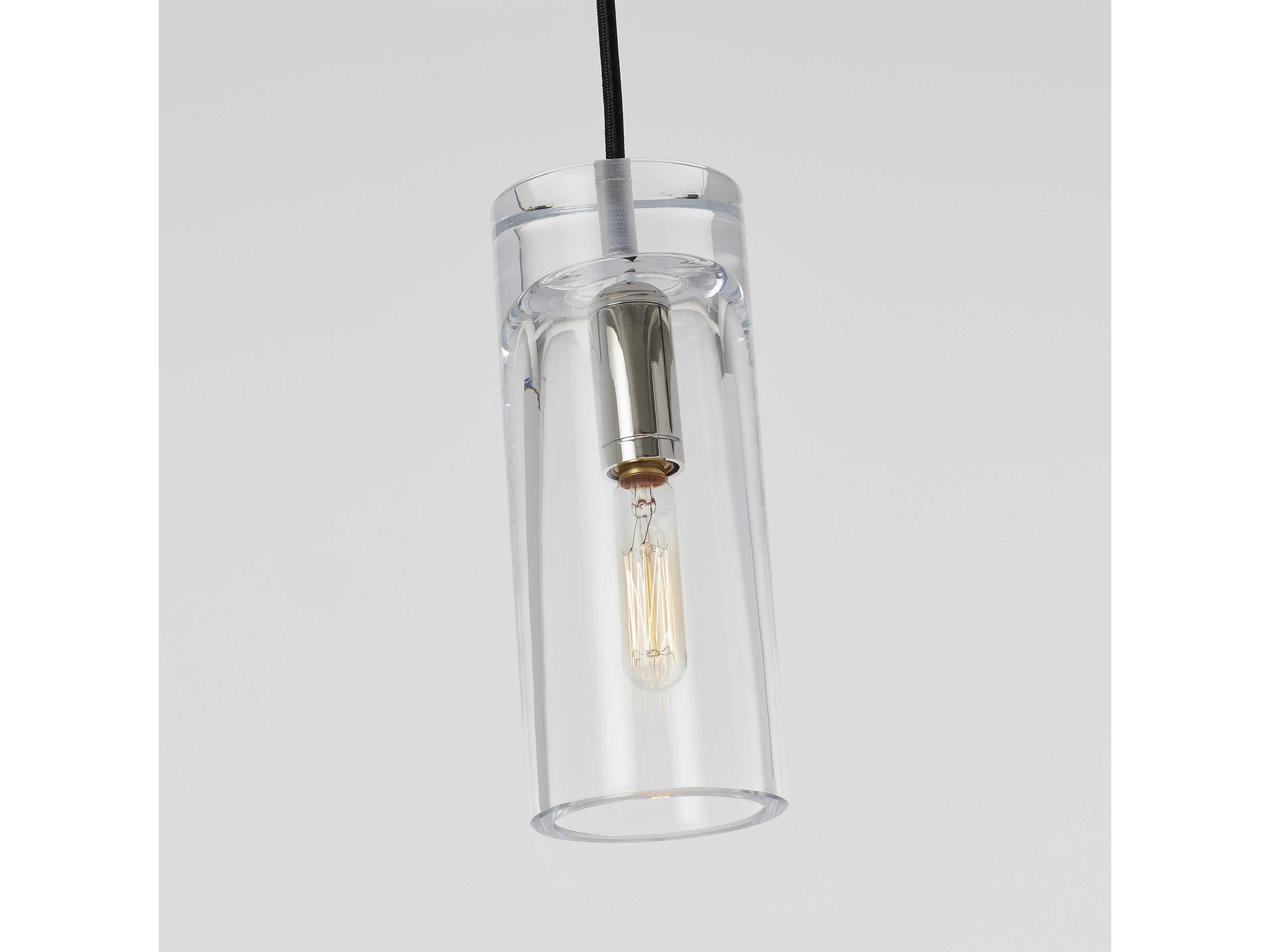 Visual Comfort Modern Horizon 1-Light Polished Nickel Cylinder Mini Pendant