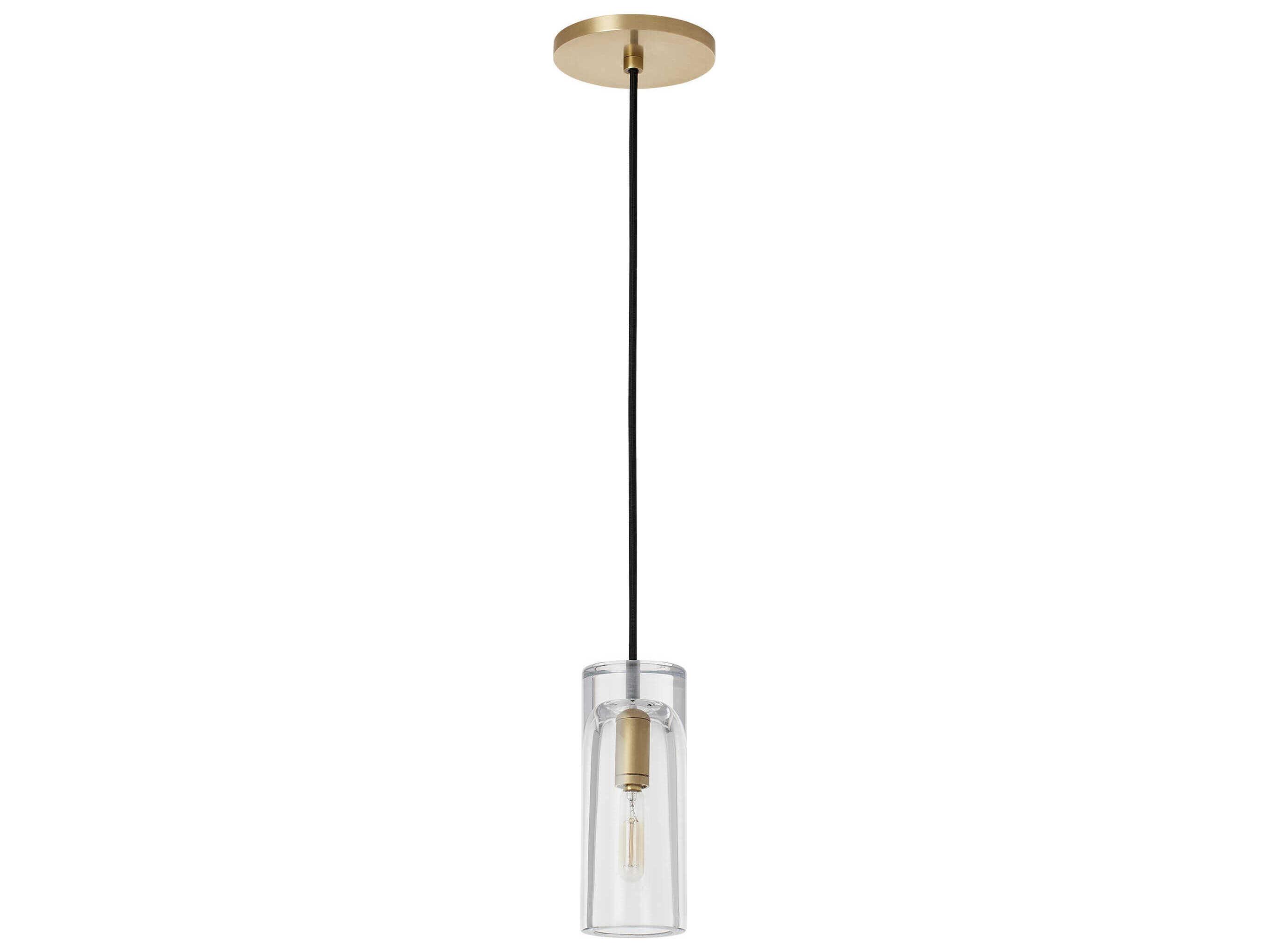 Visual Comfort Modern Horizon 1-Light Natural Brass Cylinder Mini Pendant