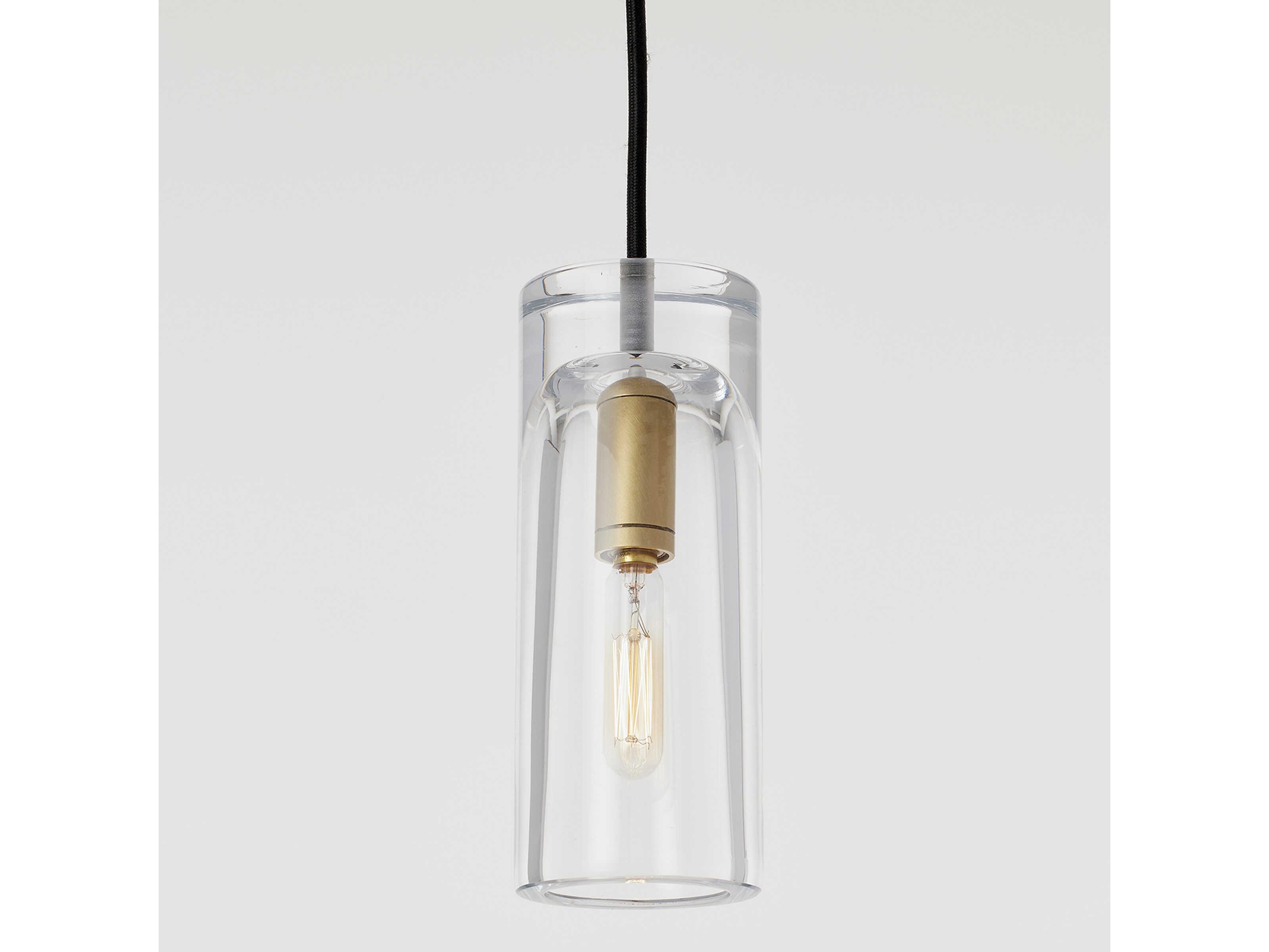 Visual Comfort Modern Horizon 1-Light Natural Brass Cylinder Mini Pendant