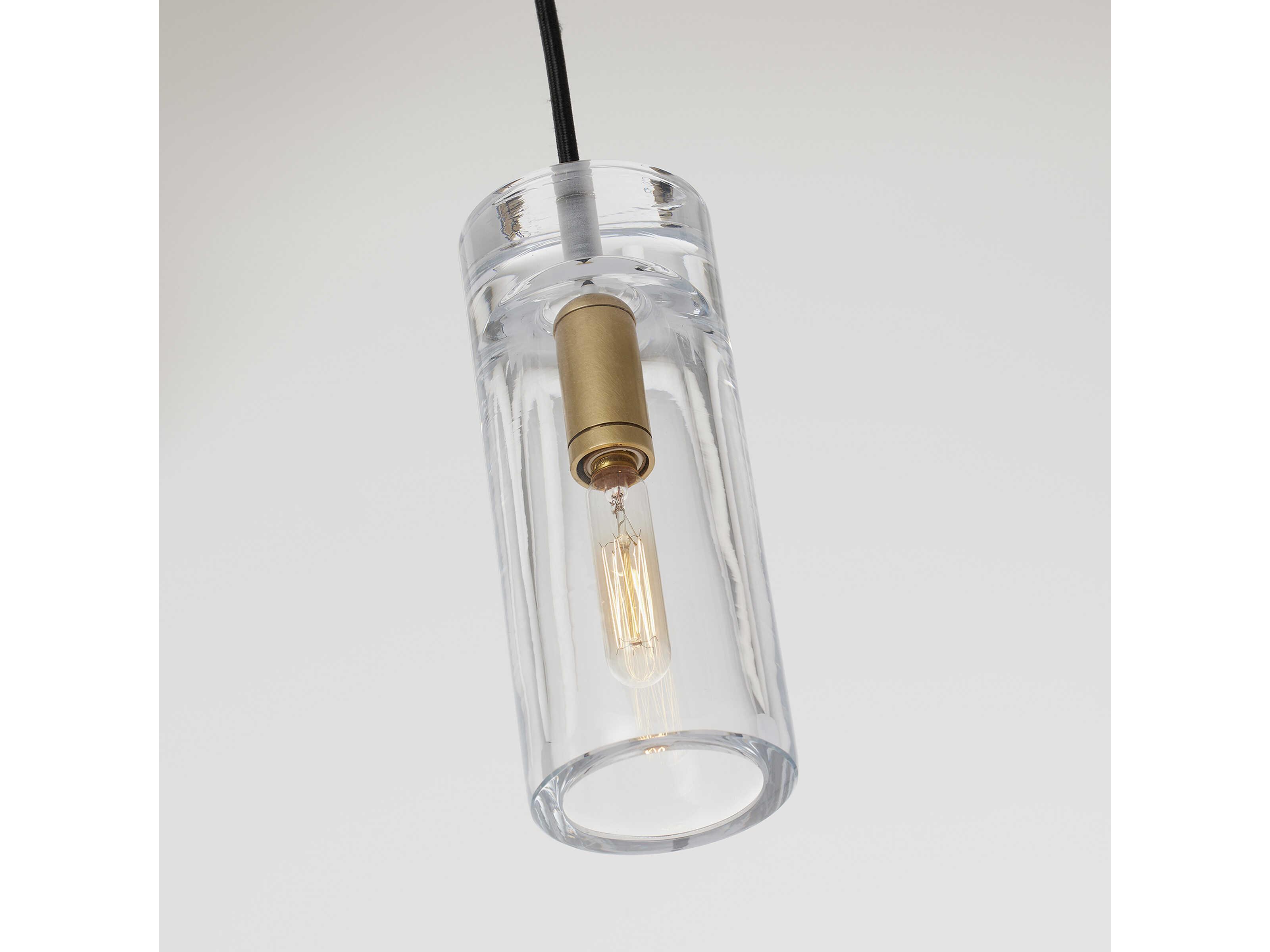 Visual Comfort Modern Horizon 1-Light Natural Brass Cylinder Mini Pendant