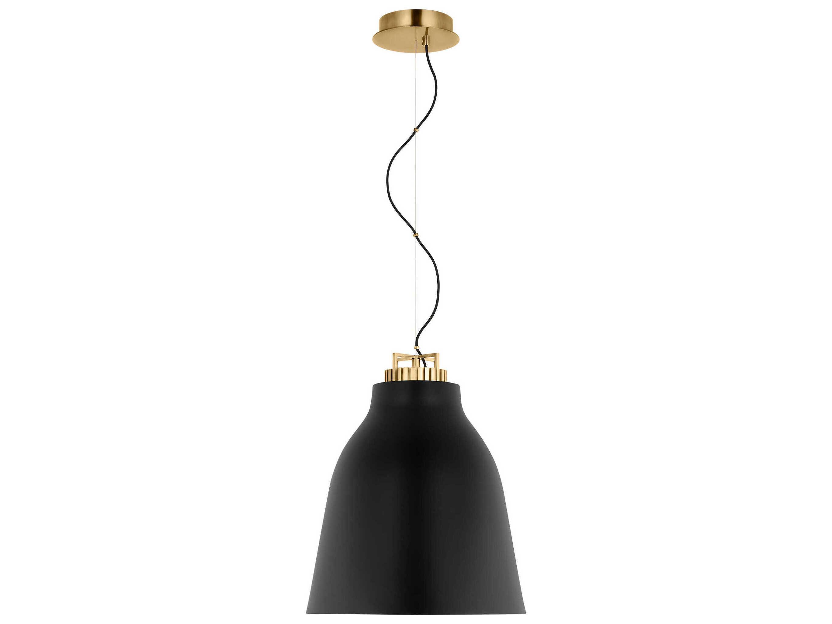 Visual Comfort Modern Forge 1-Light Black Natural Brass Pendant