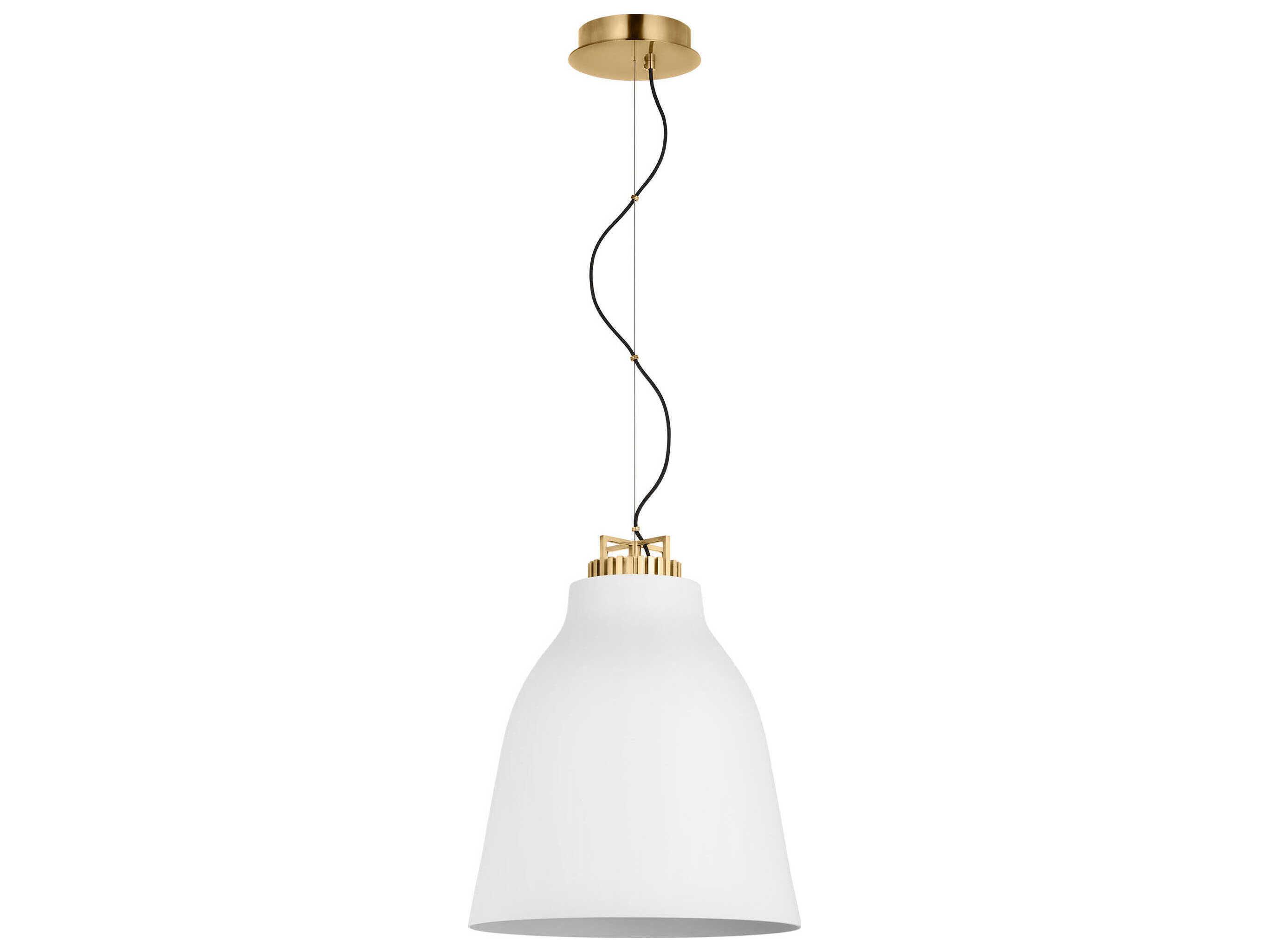 Visual Comfort Modern Forge 1-Light White Natural Brass Pendant