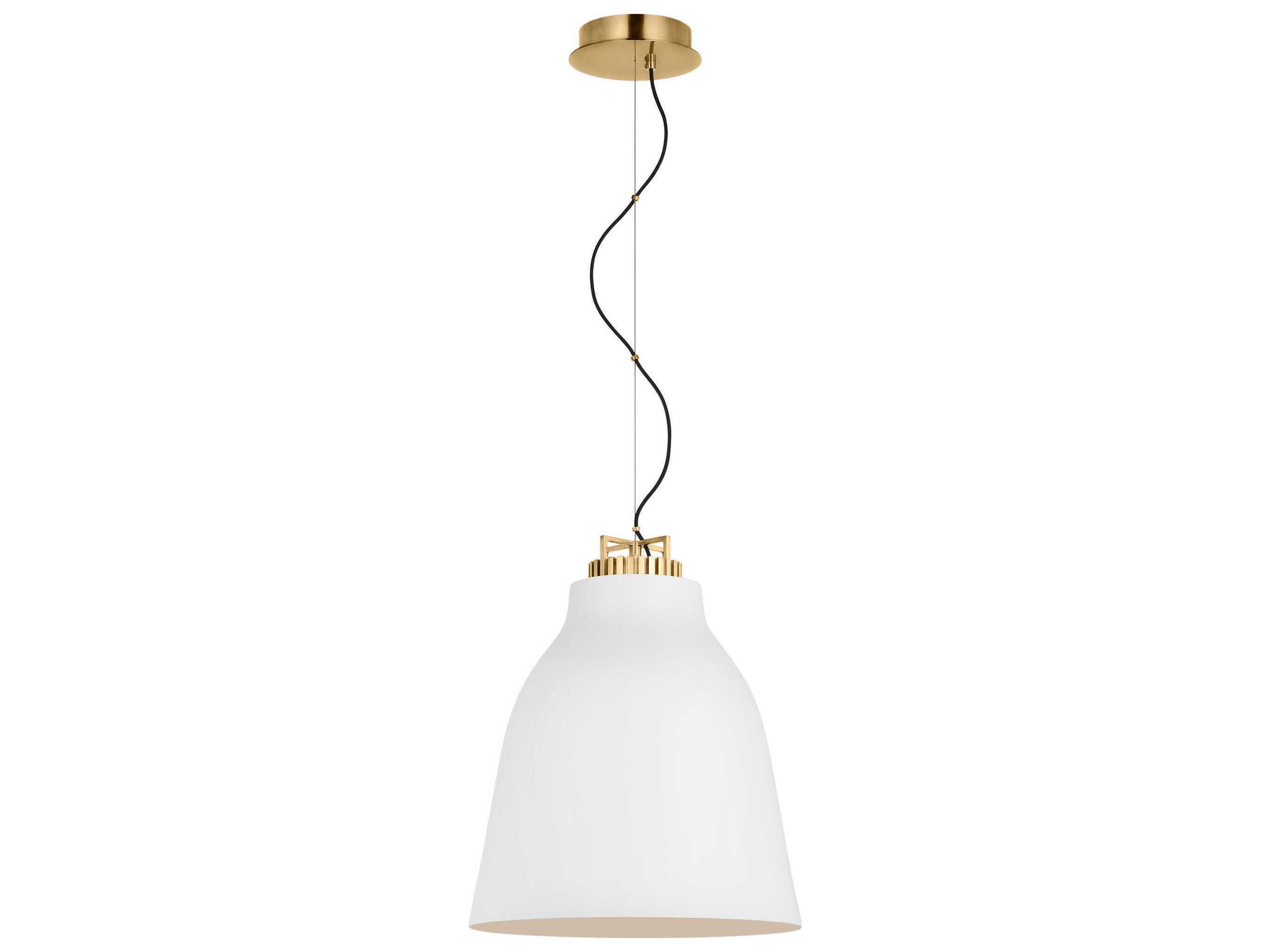 Visual Comfort Modern Forge 1-Light White Natural Brass Pendant