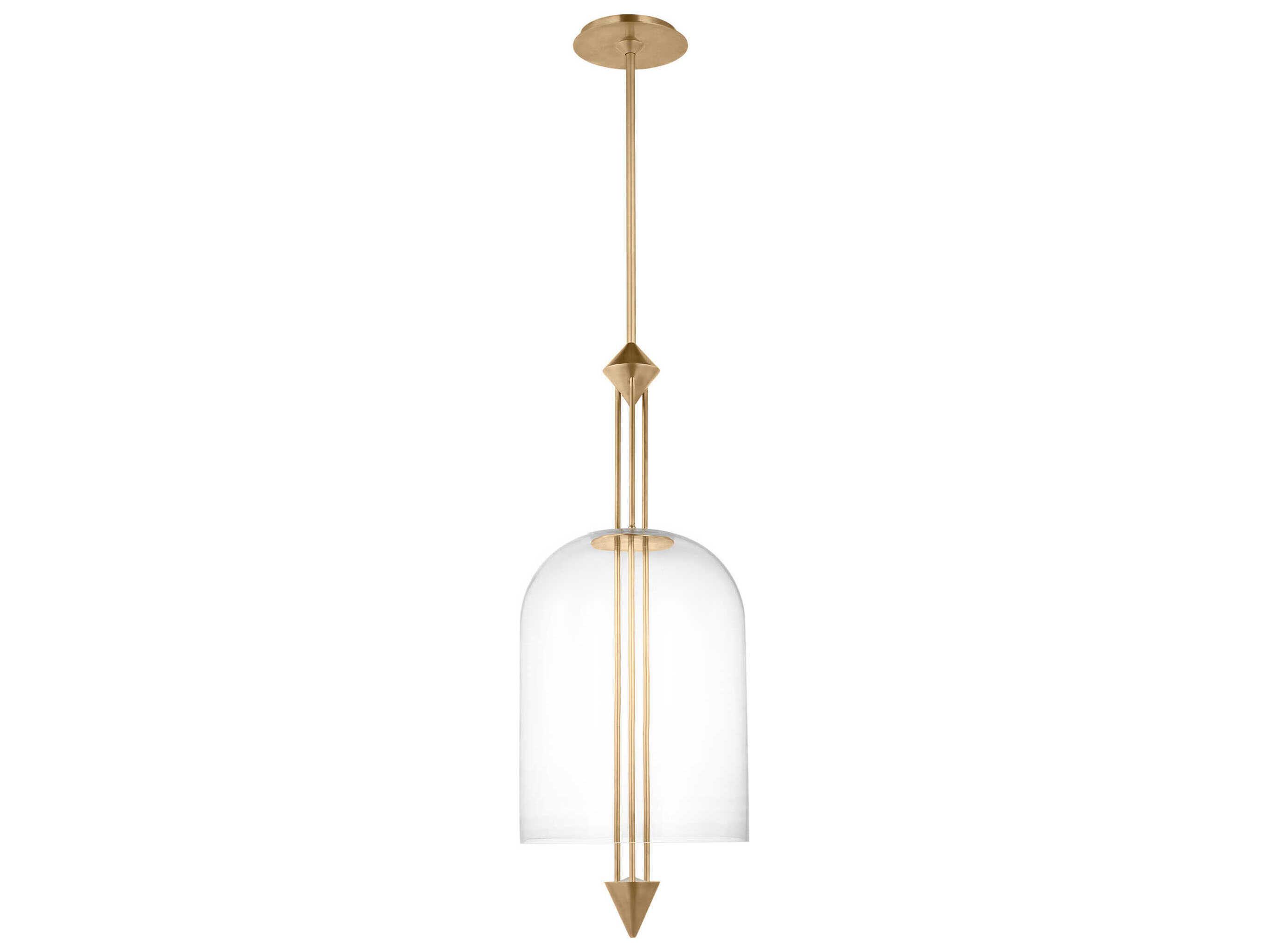 Visual Comfort Modern Cathedral 1-Light Natural Brass Pendant