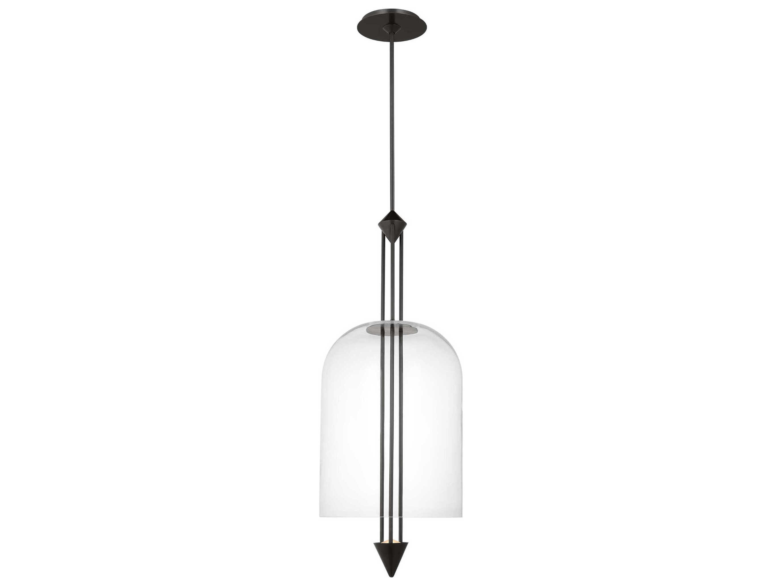 Visual Comfort Modern Cathedral 1-Light Dark Bronze Black Pendant