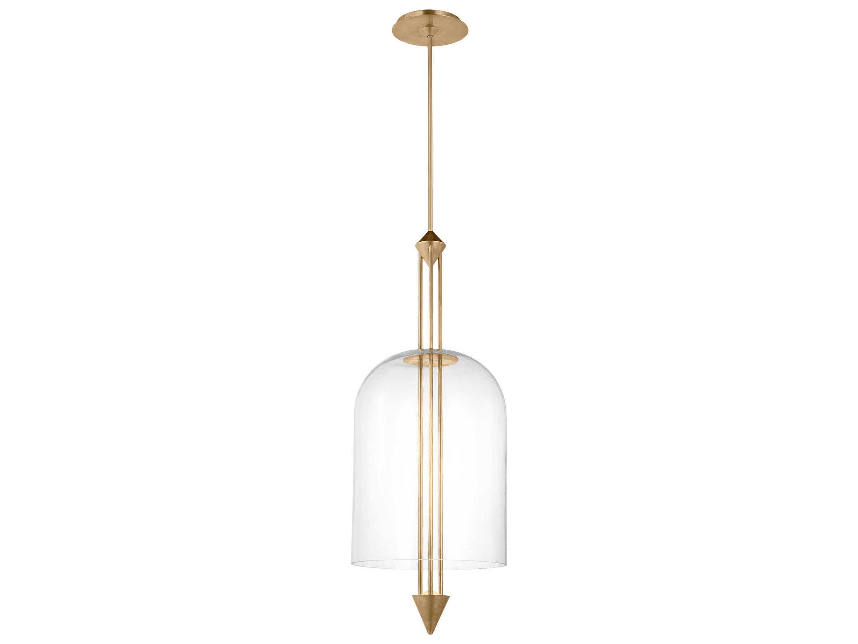 Visual Comfort Modern Cathedral 1-Light Natural Brass Pendant