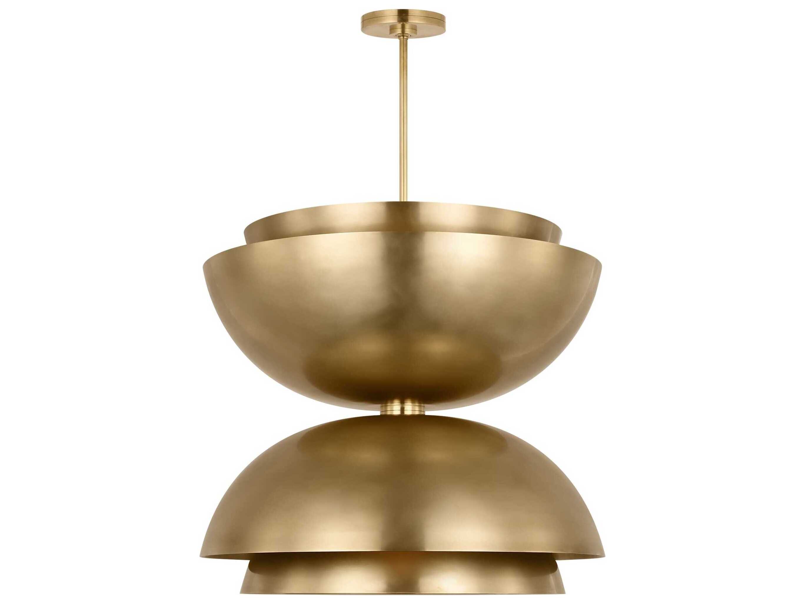 Visual Comfort Modern Shanti 2-Light Natural Brass Dome Round Pendant