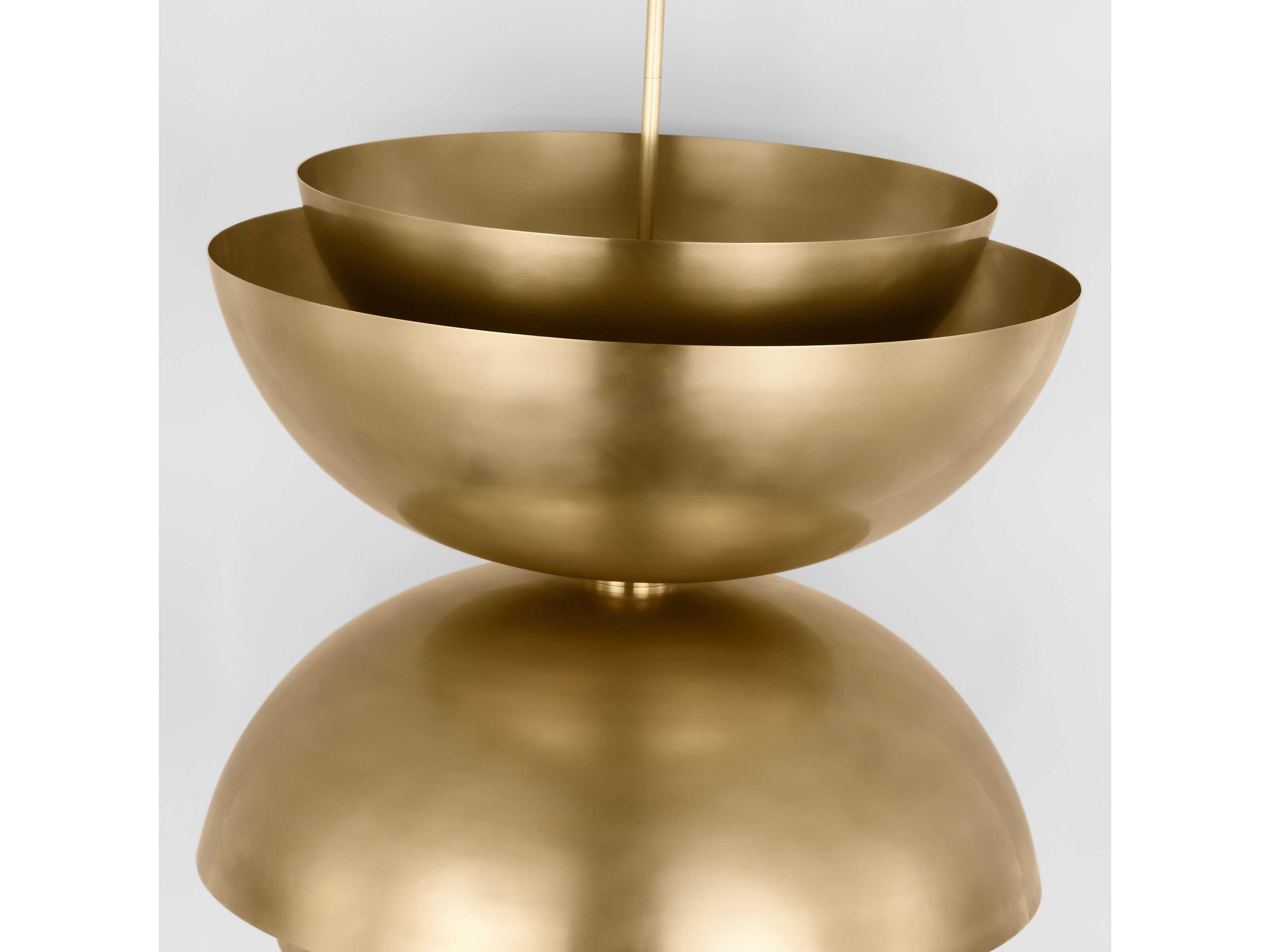 Visual Comfort Modern Shanti 2-Light Natural Brass Dome Round Pendant