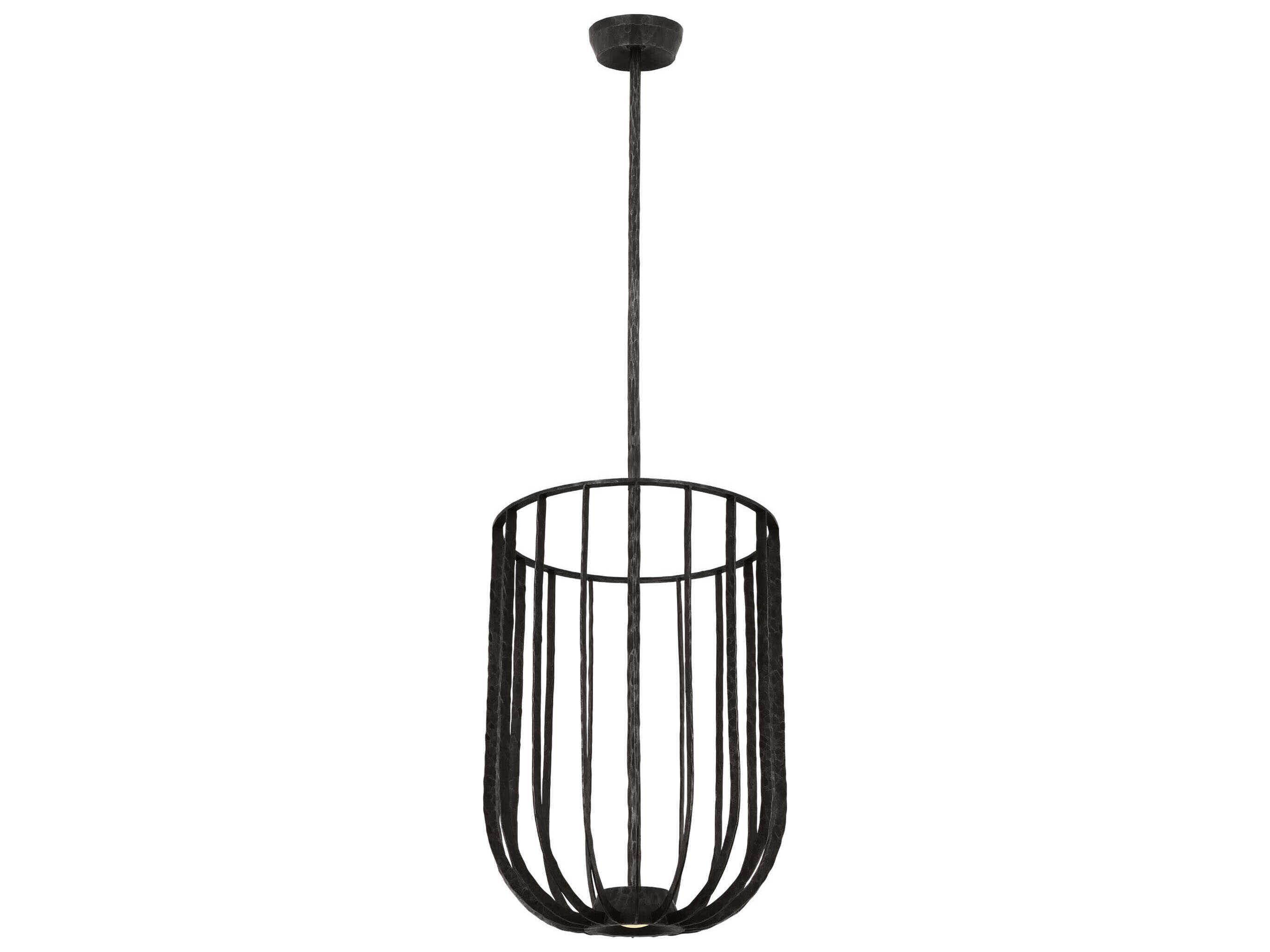 Visual Comfort Modern Sanchi 2-Light Aged Iron Gray Geometric Pendant