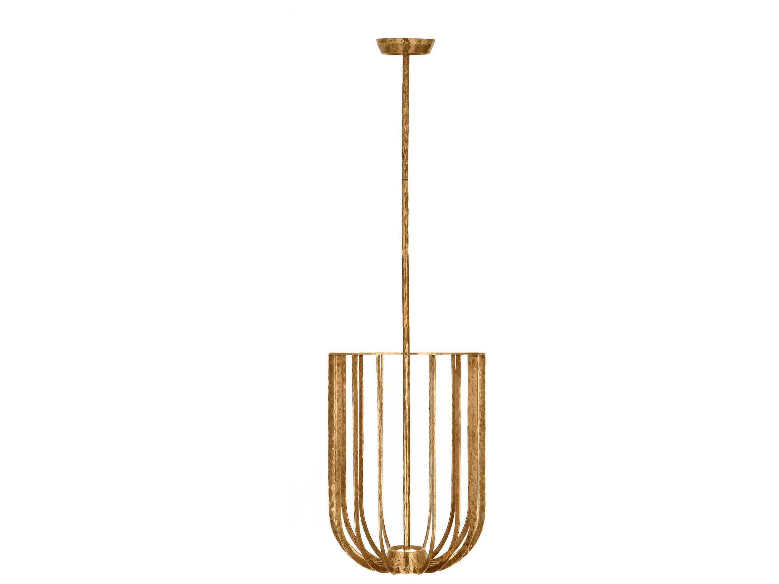 Visual Comfort Modern Sanchi 2-Light Polished Antique Brass Geometric Pendant