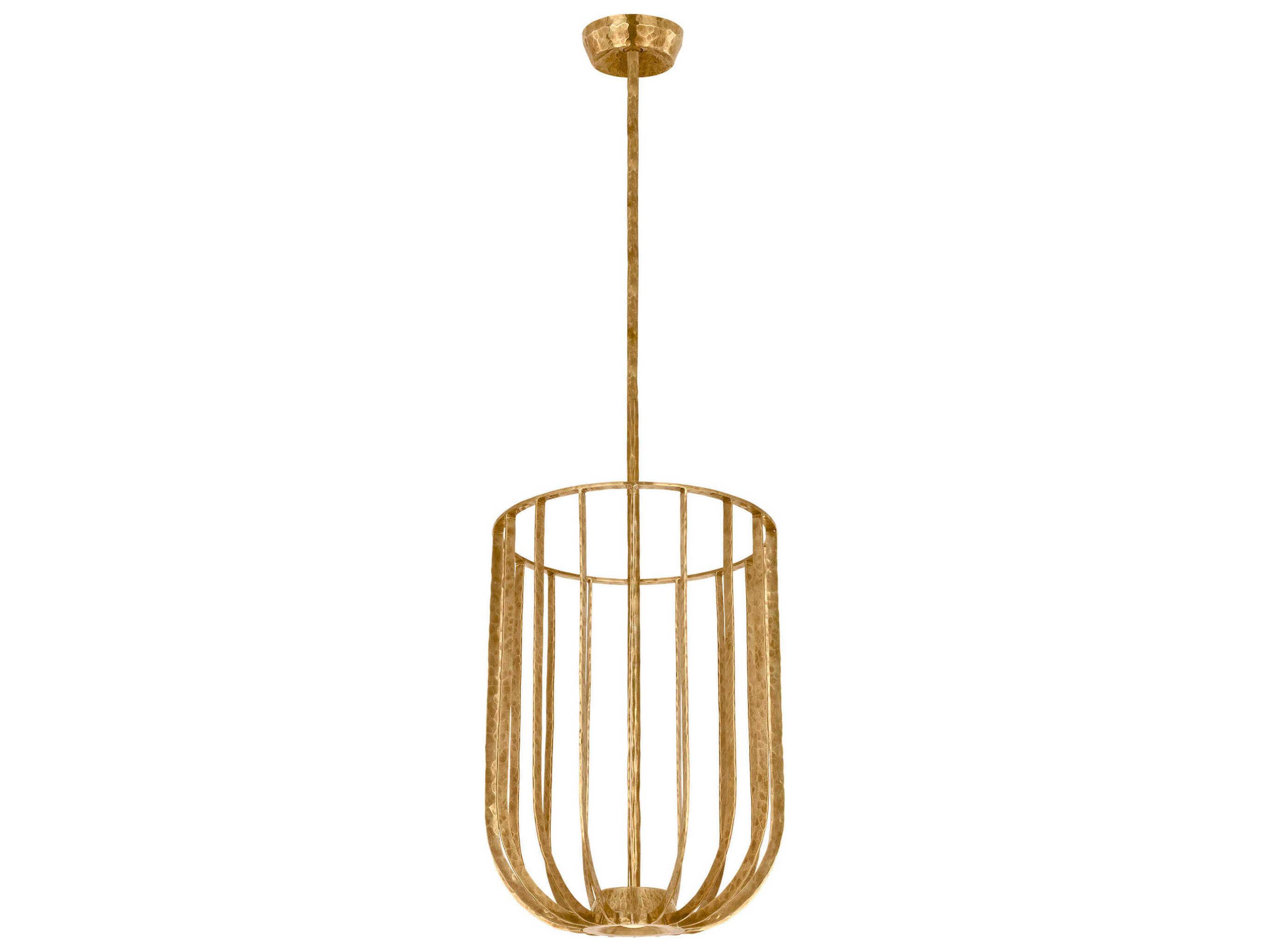 Visual Comfort Modern Sanchi 2-Light Polished Antique Brass Geometric Pendant