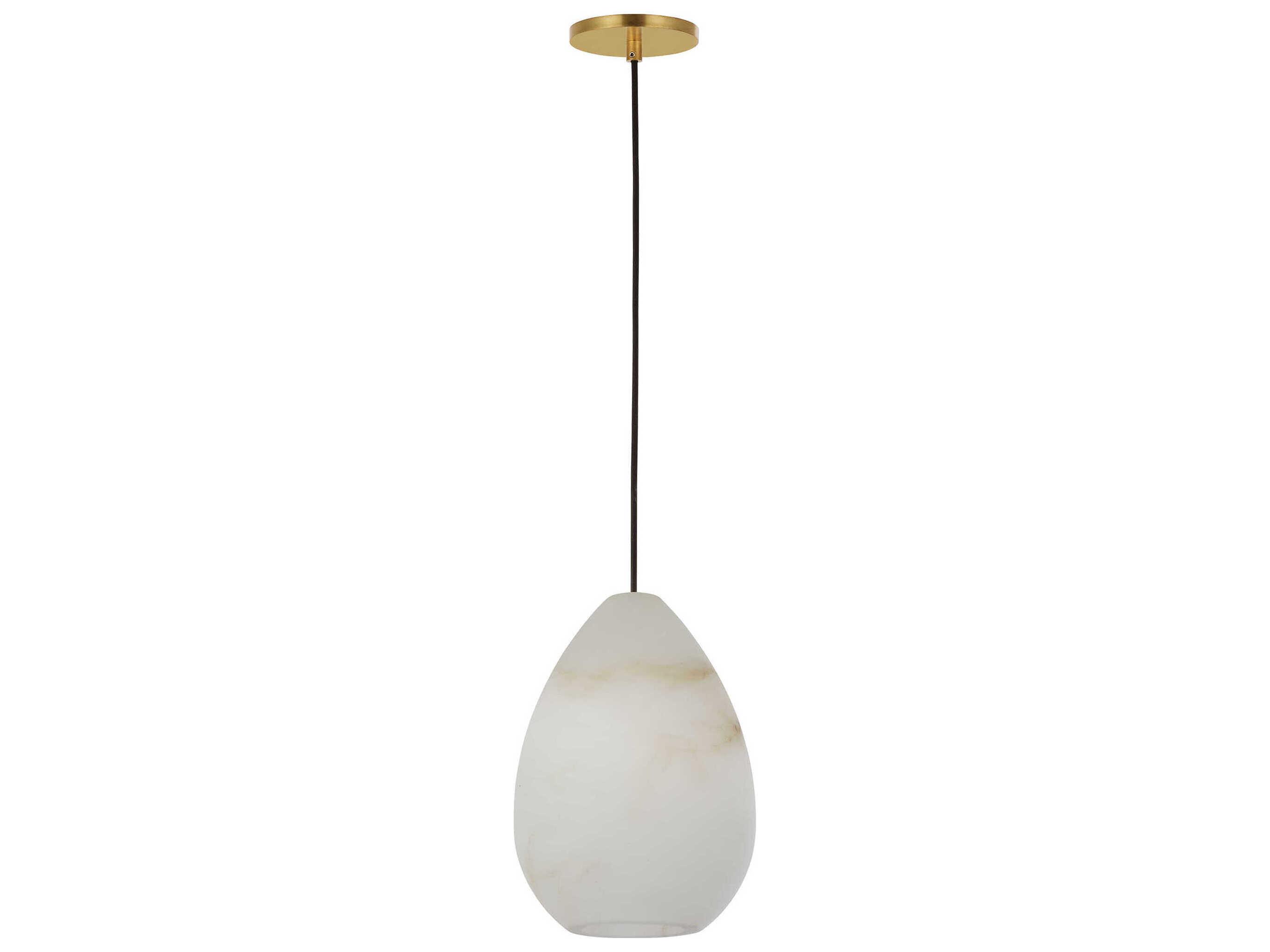 Visual Comfort Modern Alina 1-Light Hand Rubbed Antique Brass White Mini Pendant