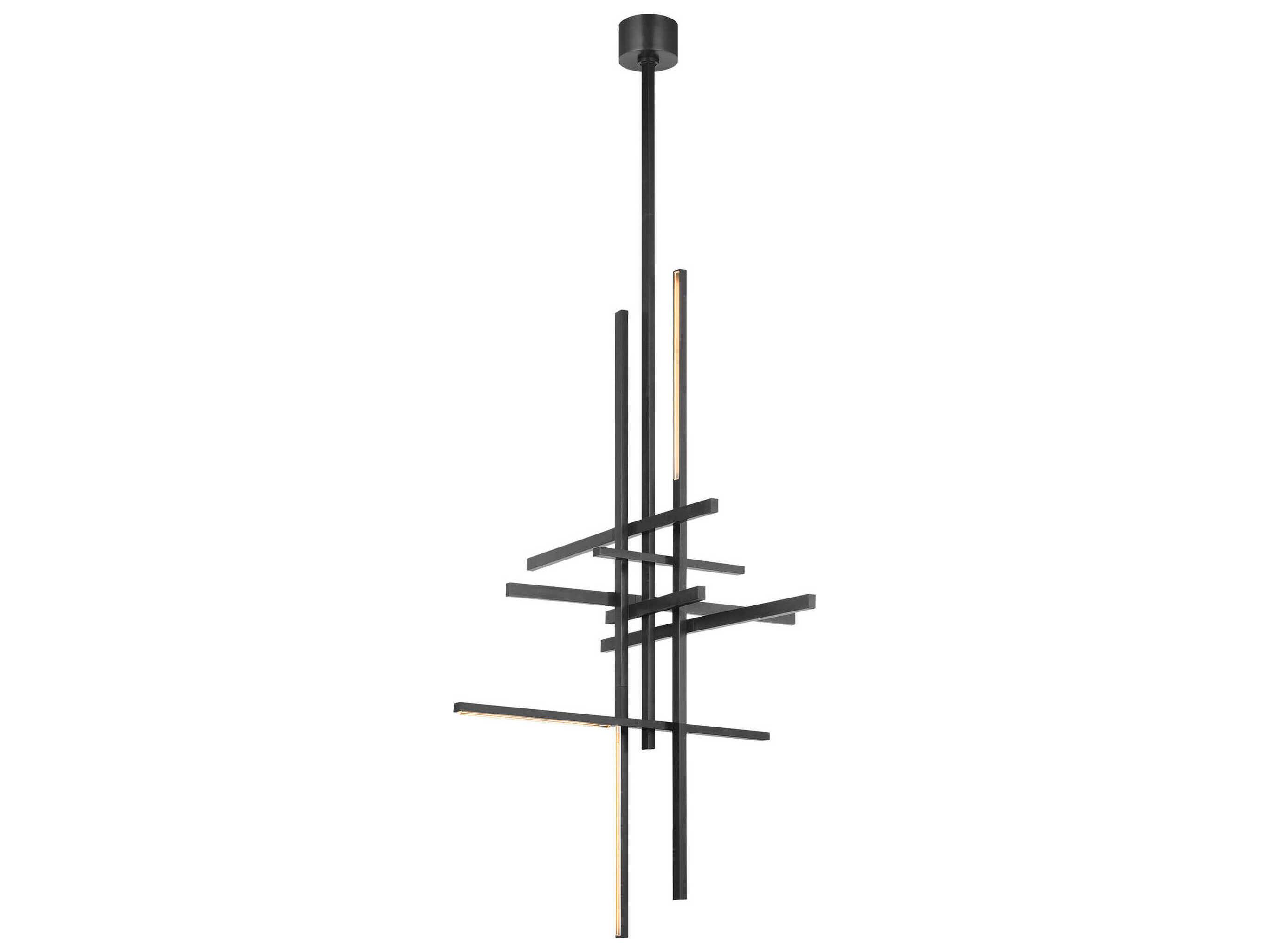 Visual Comfort Modern Cityscape 6-Light Bronze Geometric Linear Pendant