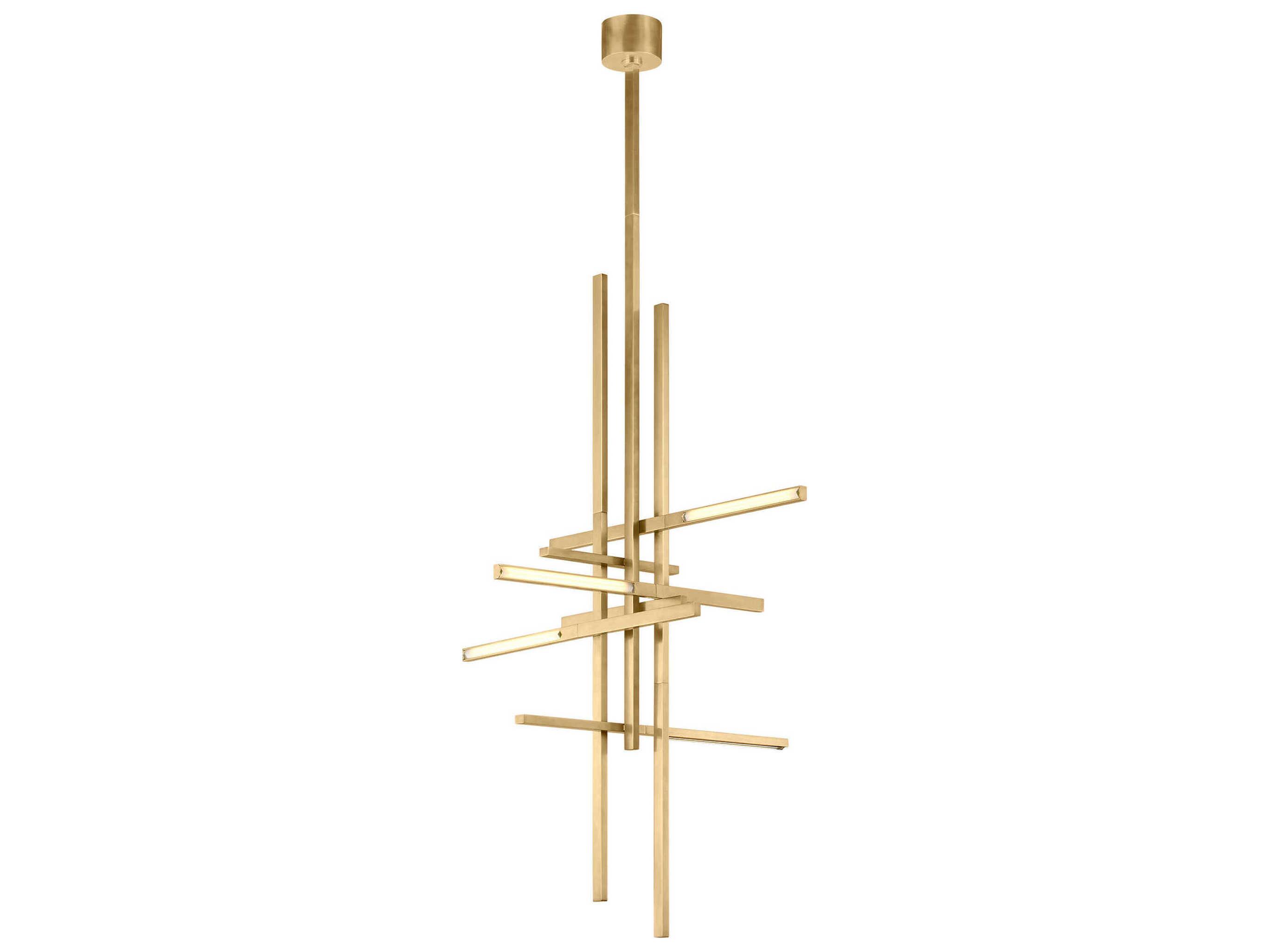 Visual Comfort Modern Cityscape 6-Light Hand Rubbed Antique Brass Geometric Linear Pendant