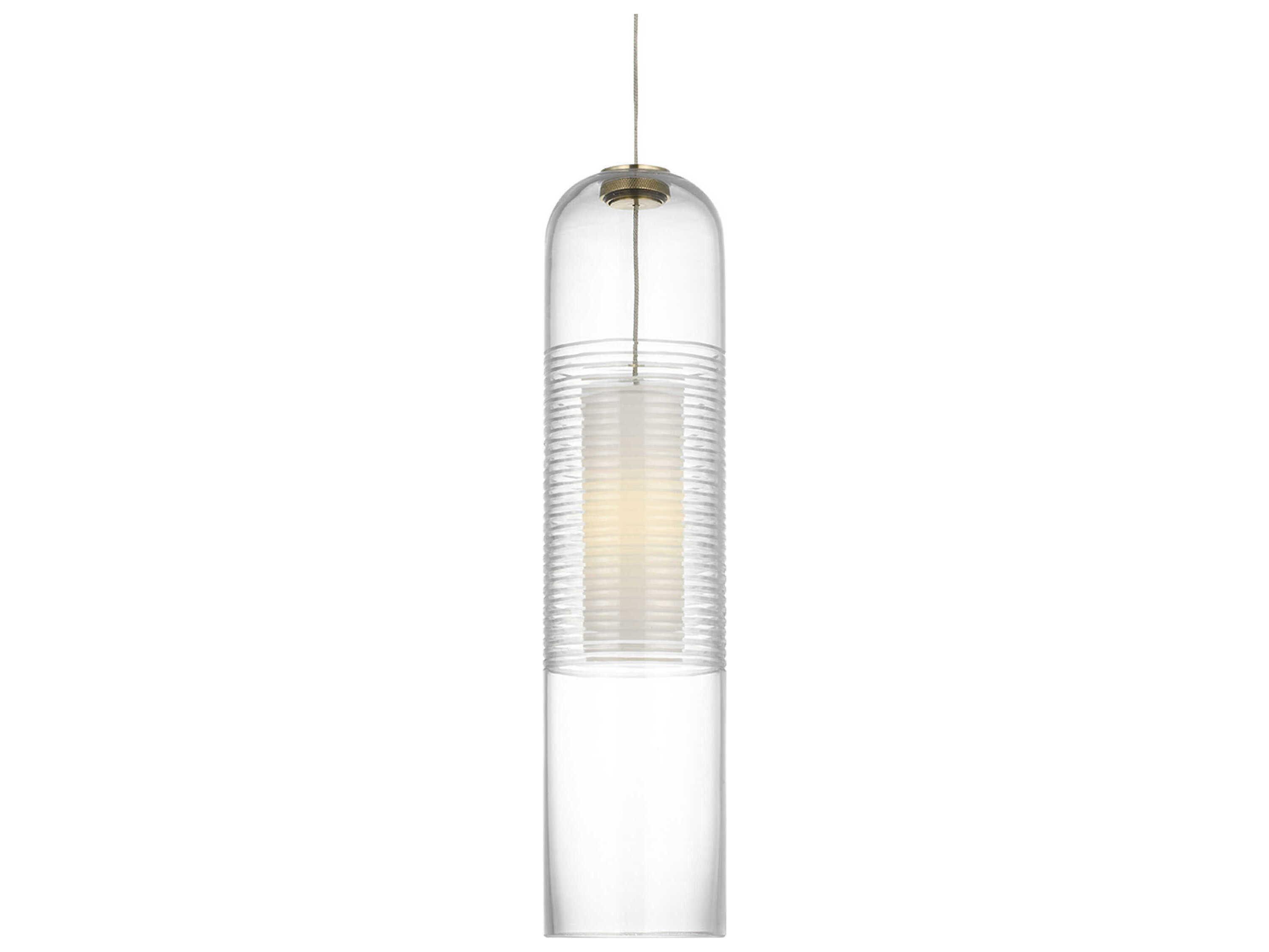 Visual Comfort Modern Leano 1-Light Brass Cylinder Mini Pendant