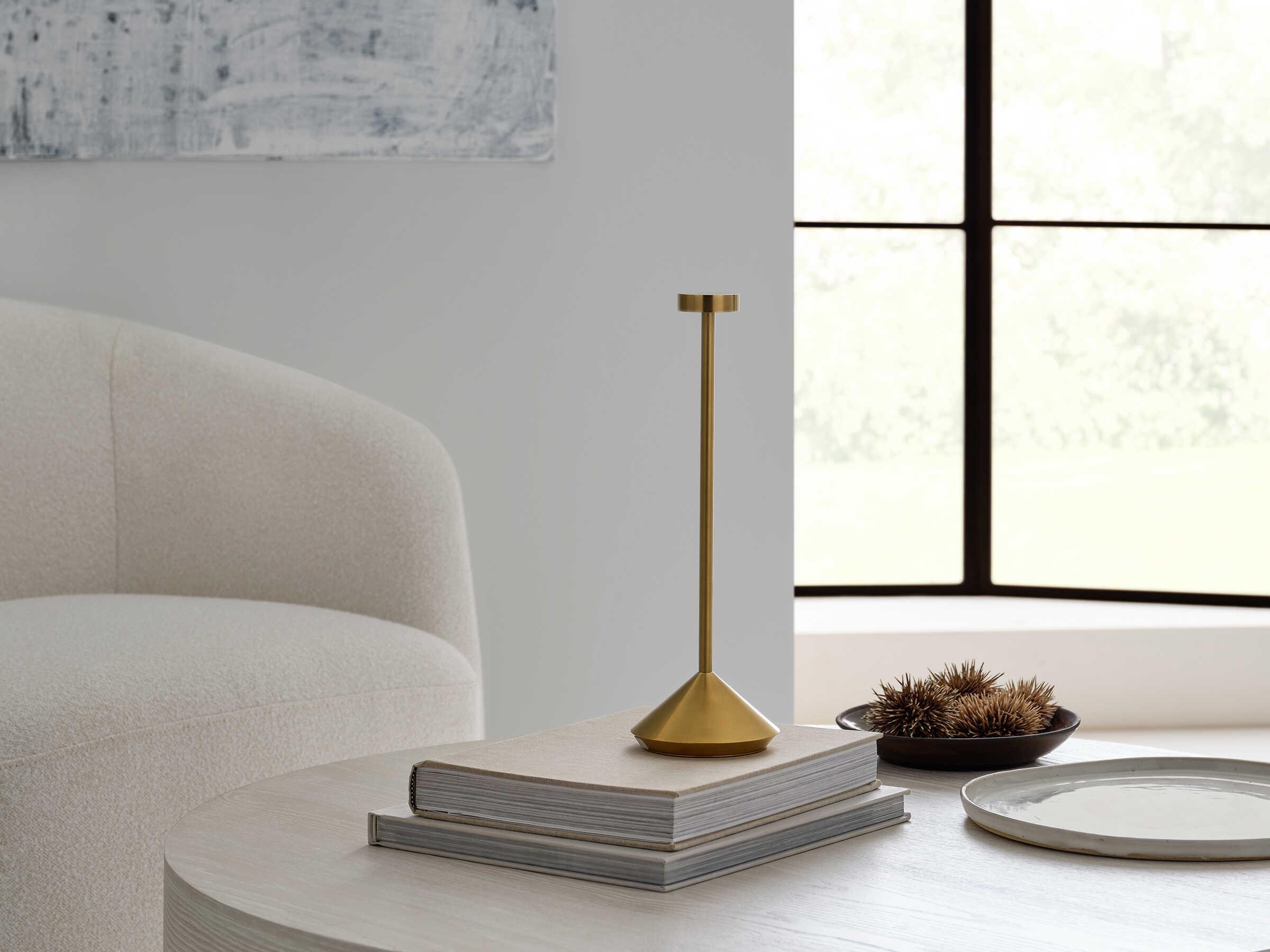 Visual Comfort Modern Moneta Natural Brass Table Lamp